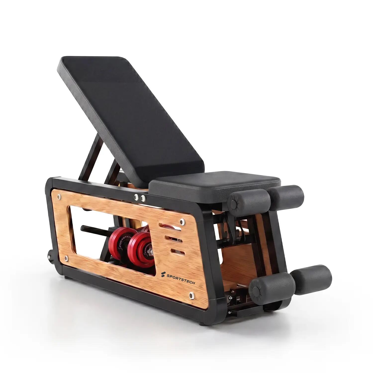 Sportstech Woodmate Lite Hantelbank + 30 kg Hantelset, verstellbar, Eiche 1/8