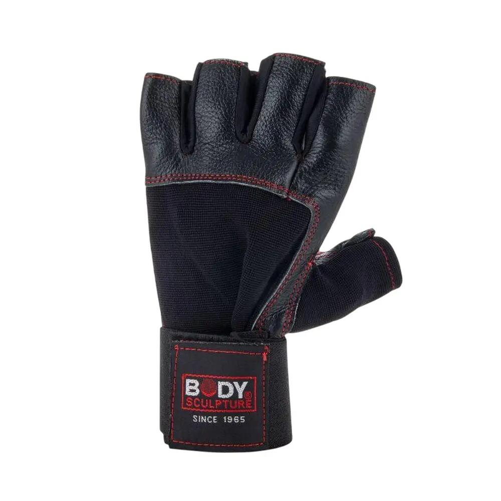 Guantes de Musculación de Cuero para Adultos Unisex Negro 5/6