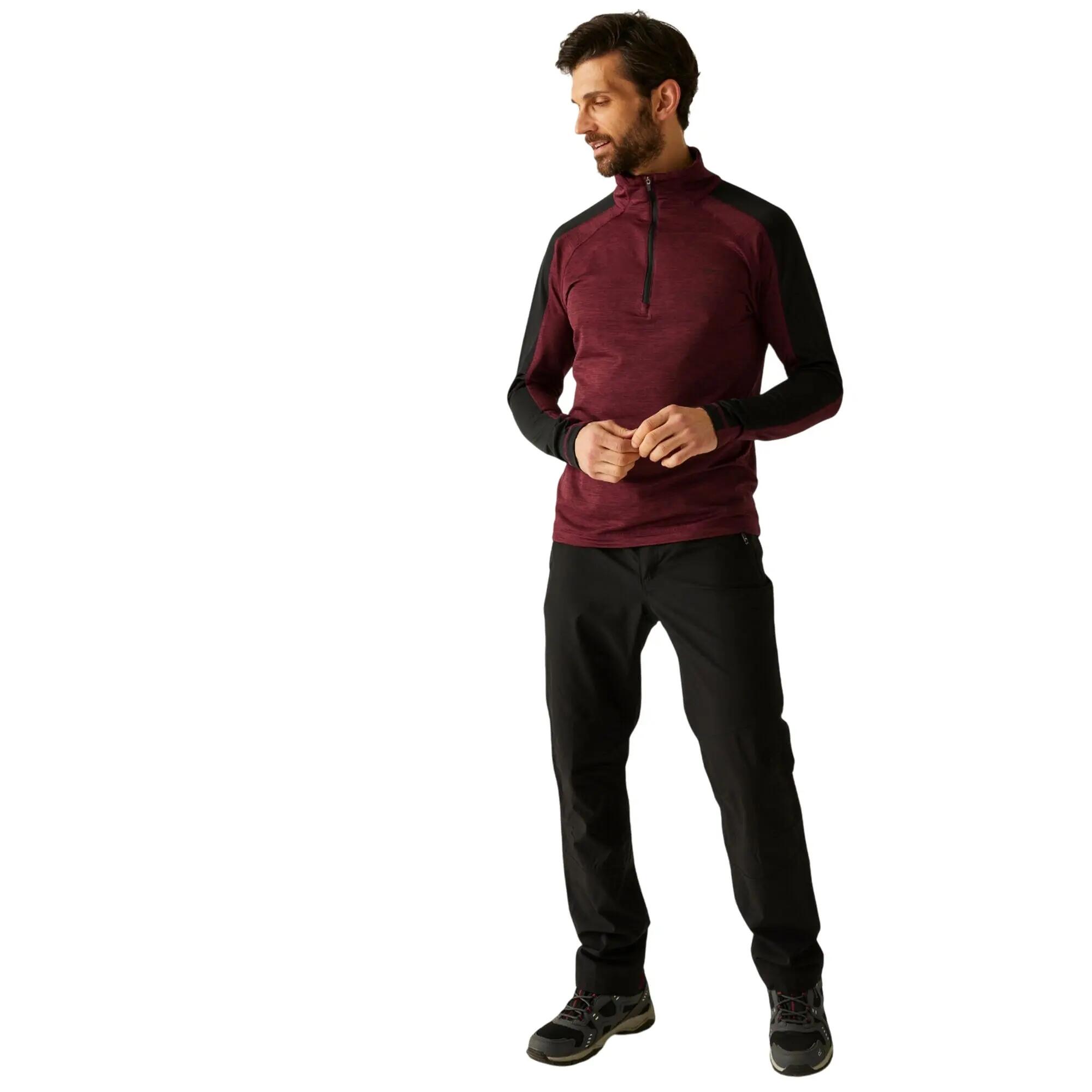 Heren Hepley Half Zip Fleecejack (Donker kastanjebruin/zwart) 7/7