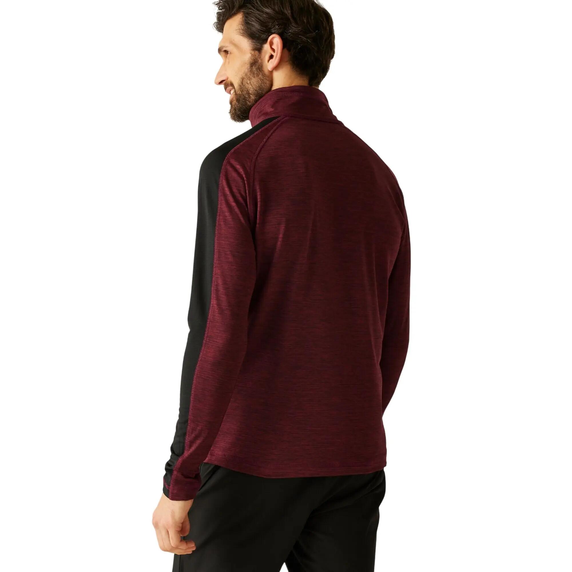 Heren Hepley Half Zip Fleecejack (Donker kastanjebruin/zwart) 6/7