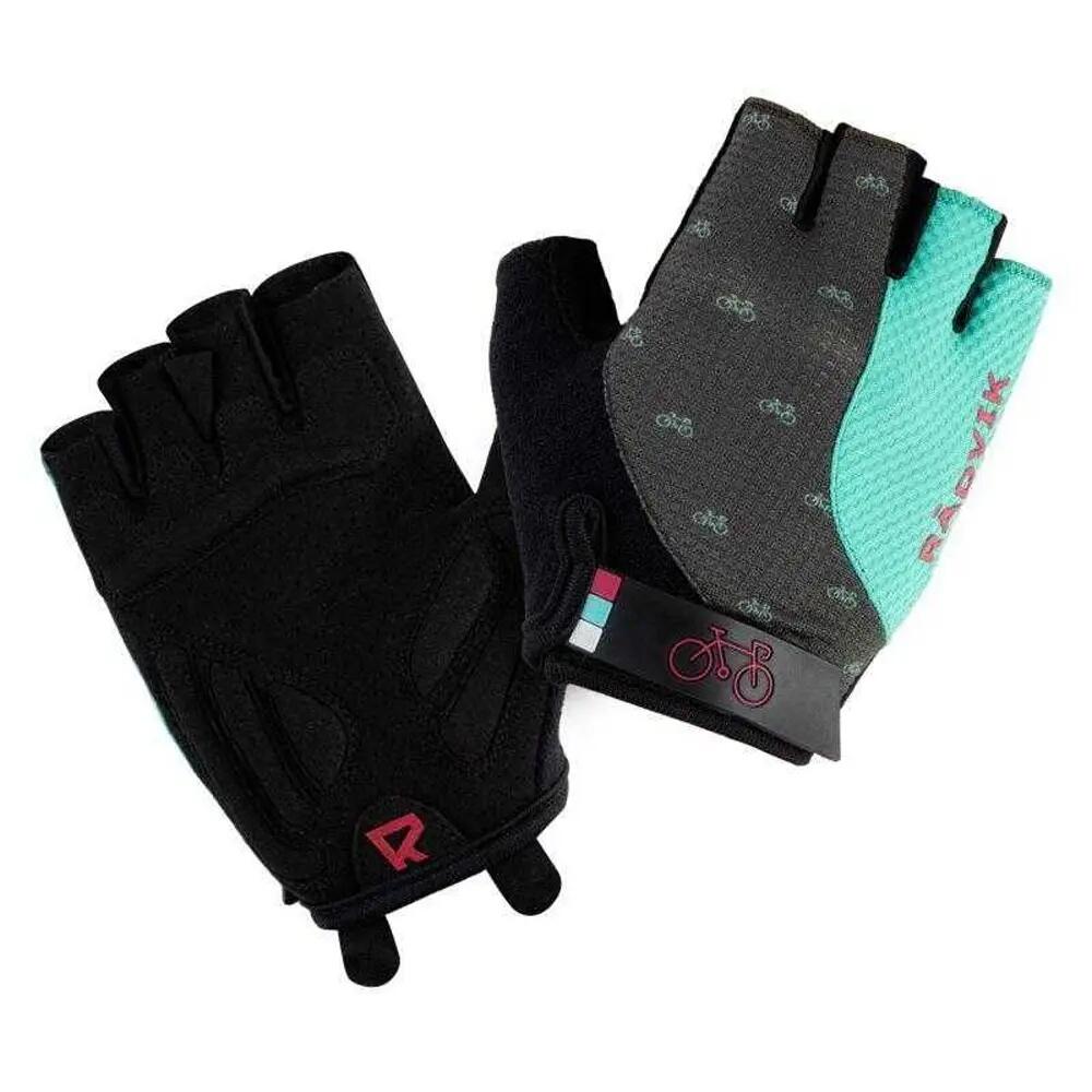 Luvas de Ciclismo Sem Dedos Redondo Mulher (Turquesa / Cinzento / Preto) 3/3