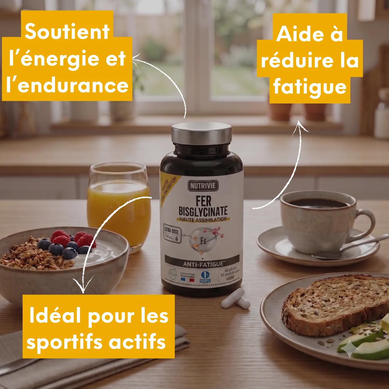 Fer Bisglycinate - 2mois - Haute Absorption – Énergie et Endurance Sportive 2/5