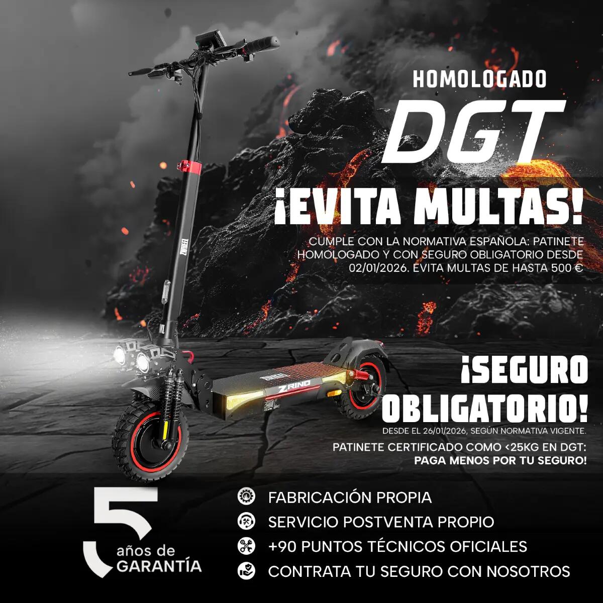 Patinete eléctrico ZWheel ZRino Duo Max 2000W 20Ah 70km certificado por la DGT 5/10