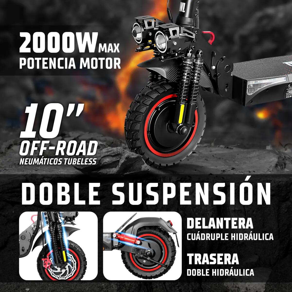 Patinete eléctrico ZWheel ZRino Duo Max 2000W 20Ah 70km certificado por la DGT 3/10
