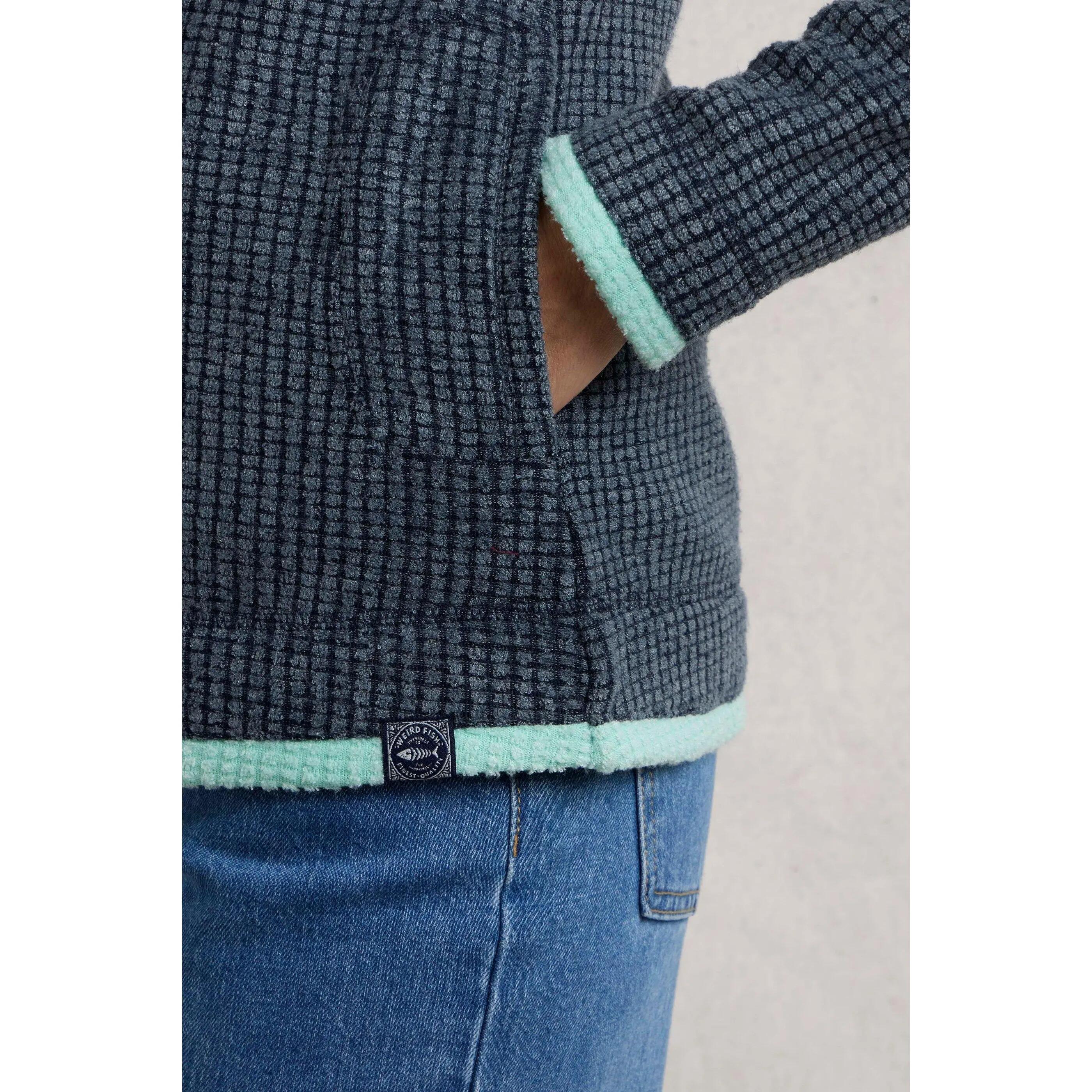 Giacca In Pile Griglia Cerniera Su Intera Lunghezza Donna Weird Fish Ariana Blu 5/6