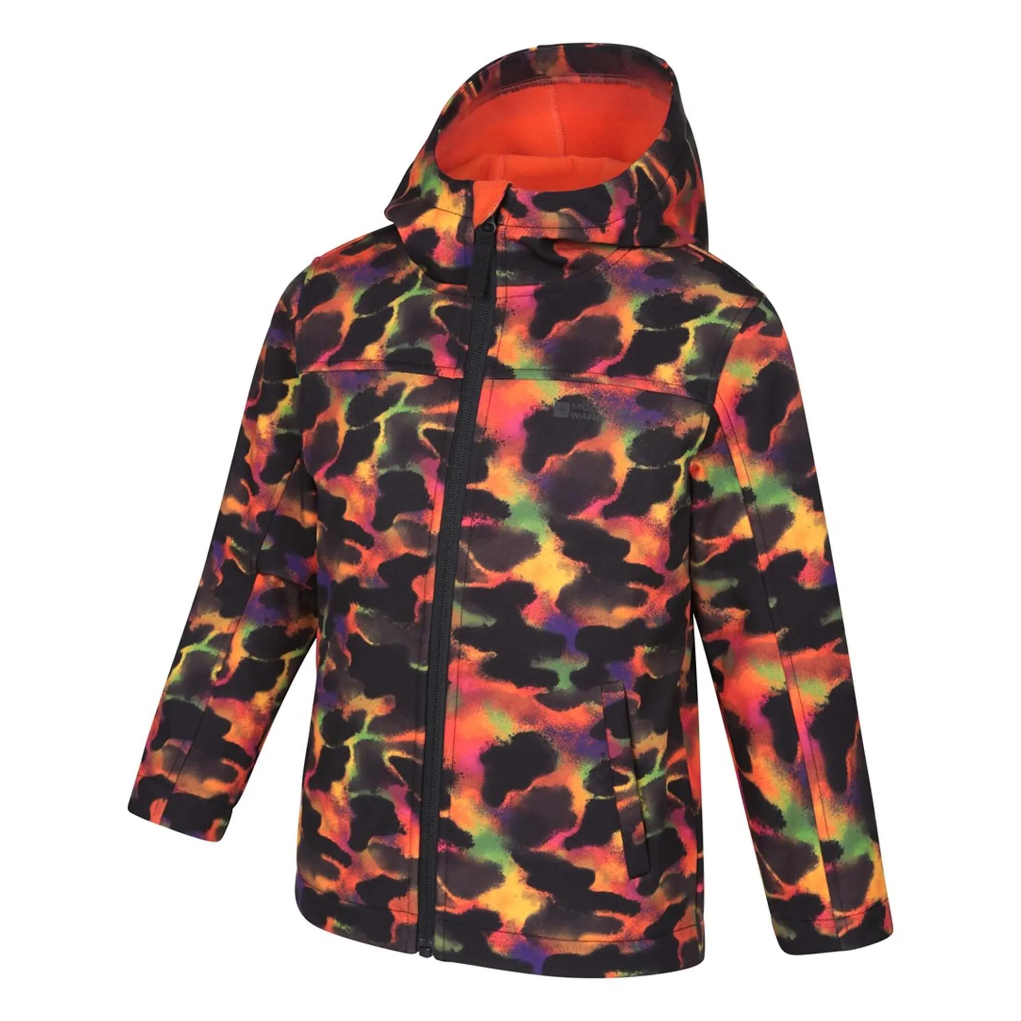 Childrens/Kids Exodus II Animal Print Water Resistant Soft Shell Jacket (Red) 3/3