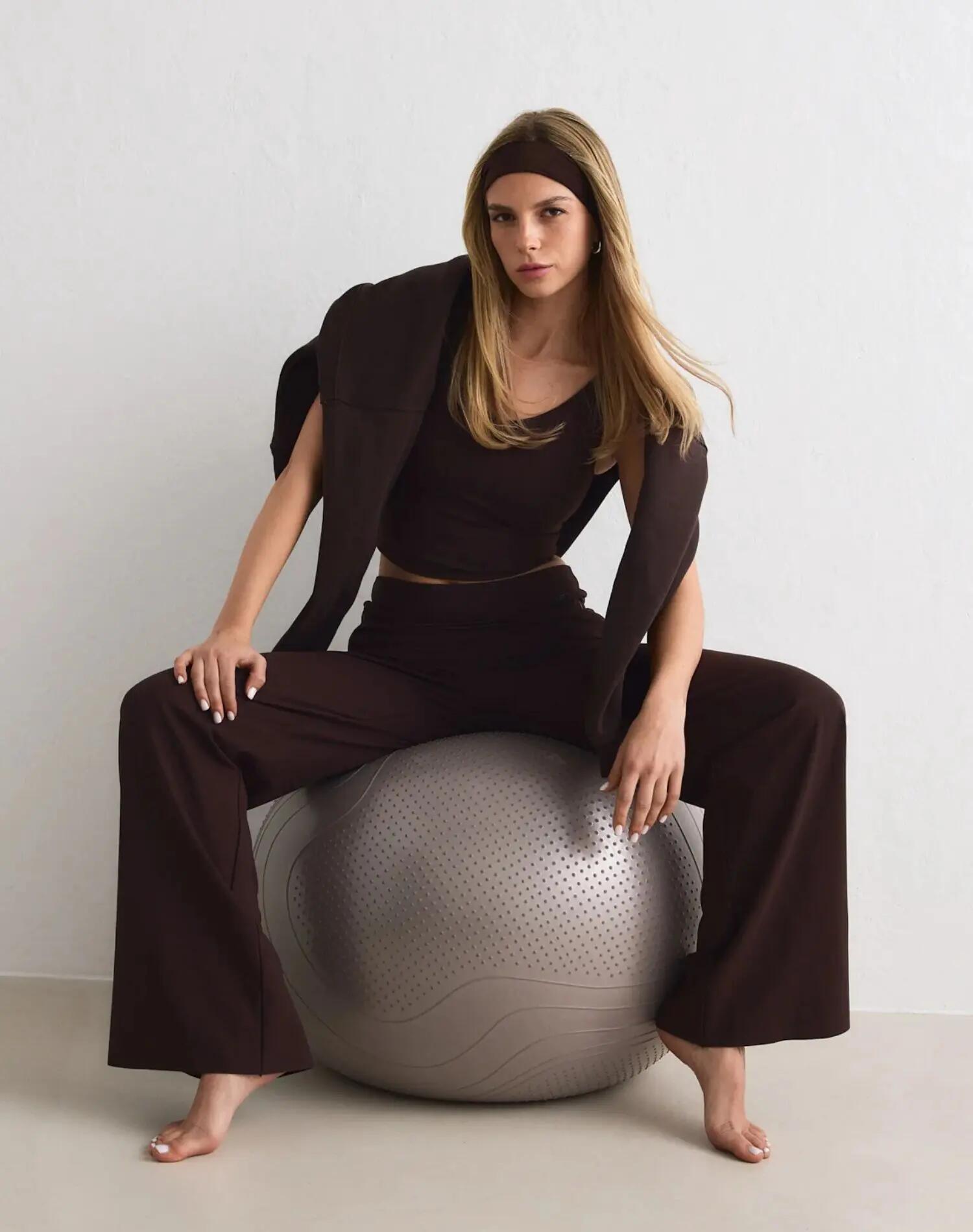 Mujer Pantalón Largo Extra Relajado Cintura Alta Sense Chocolate 2/5