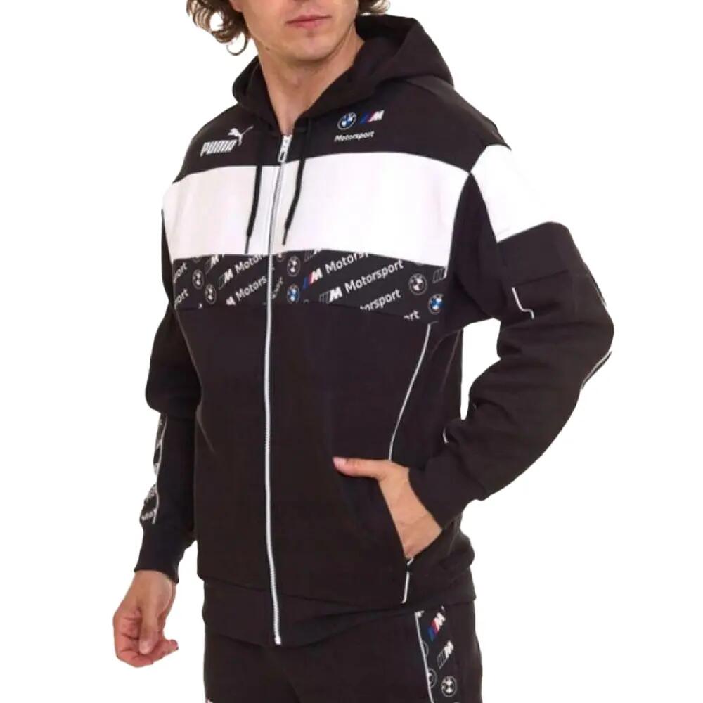 "Motorsport" Hoodie mit durchgehendem Reißverschluss für Herren Schwarz 7/7