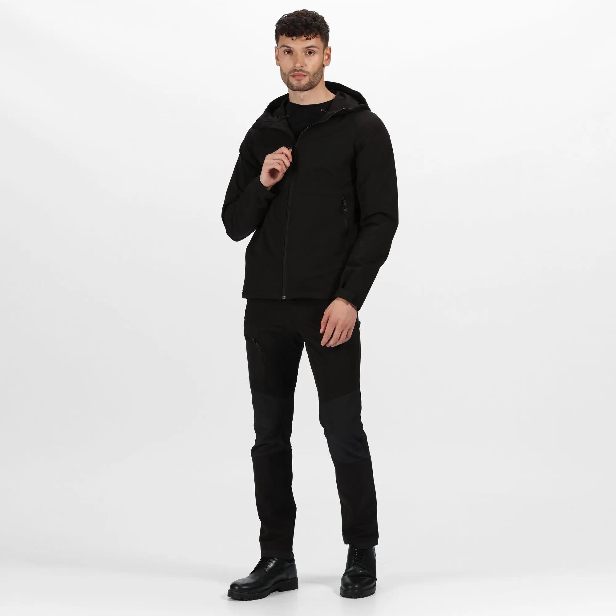 Mens Stretch Soft Shell Jacket (Black) 6/6