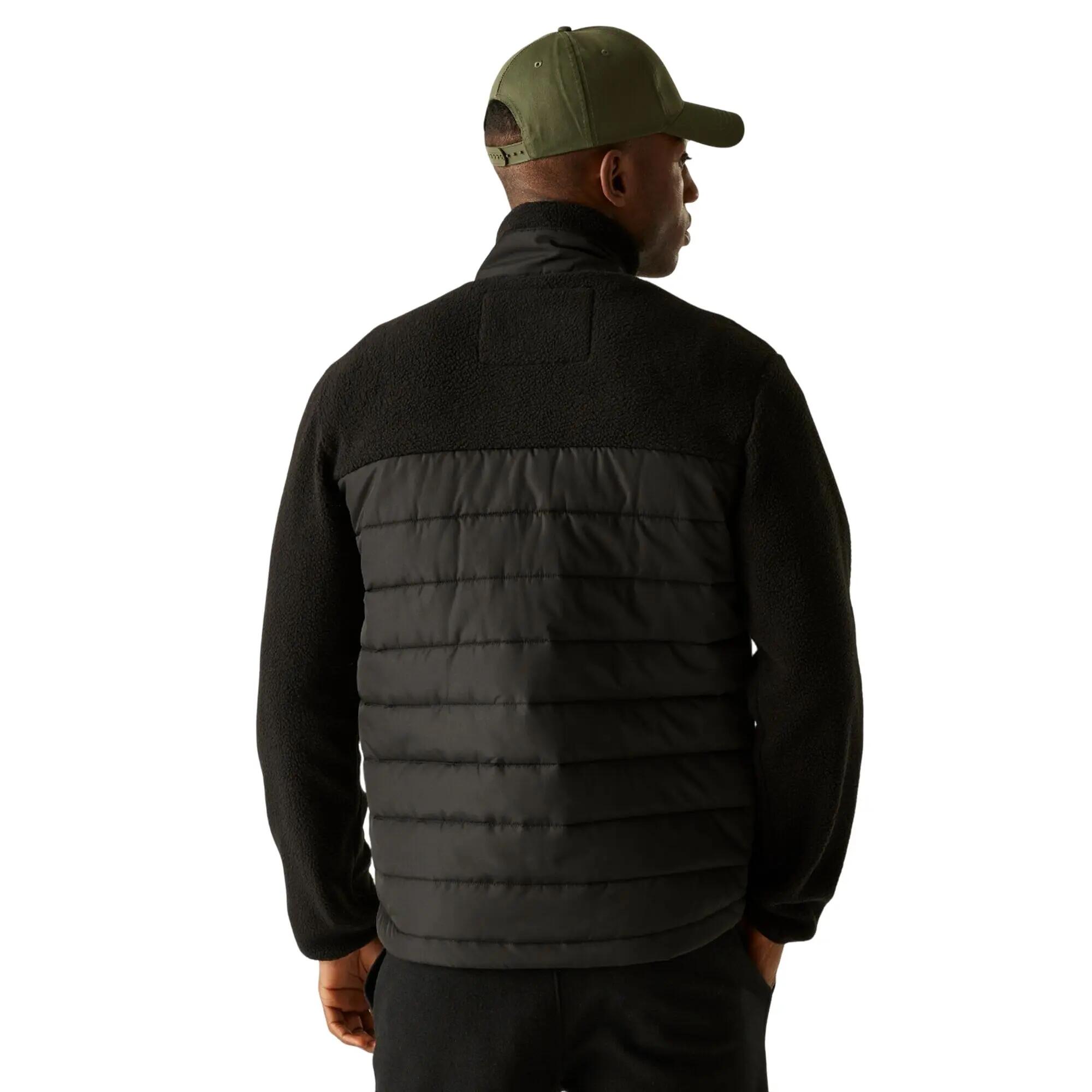 Heren Frankie Borg Full Zip Hybride Jas (Zwart/Donkere Khaki) 6/6