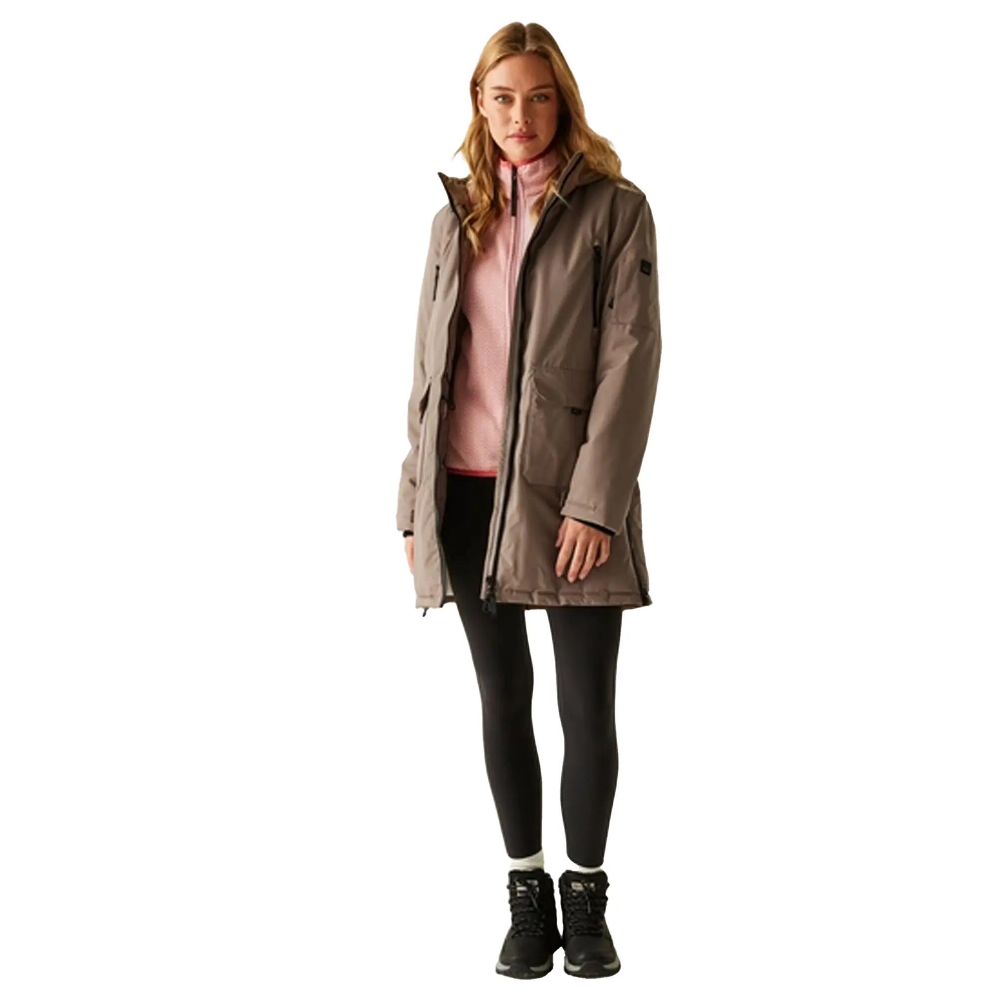 Veste Imperméable Isolante À Capuche GWYNN Femme (Marron / Beige) 7/7