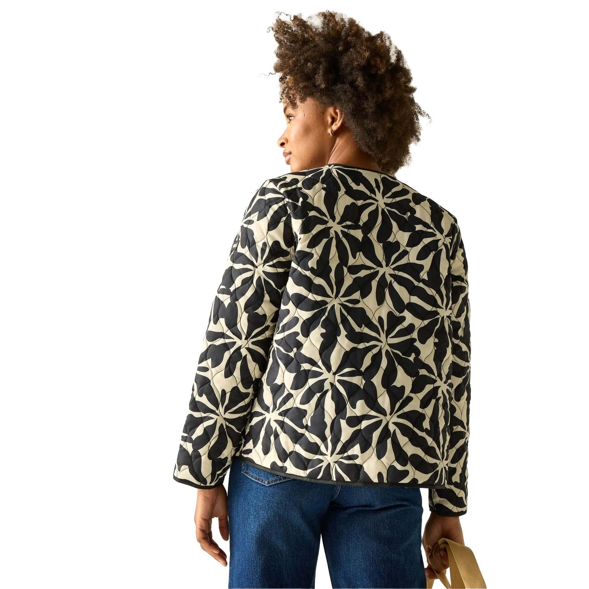 Veste Matelassée Motif/style Floral Abstrait MIRA Femme (Beige / Noir Floral) 6/6