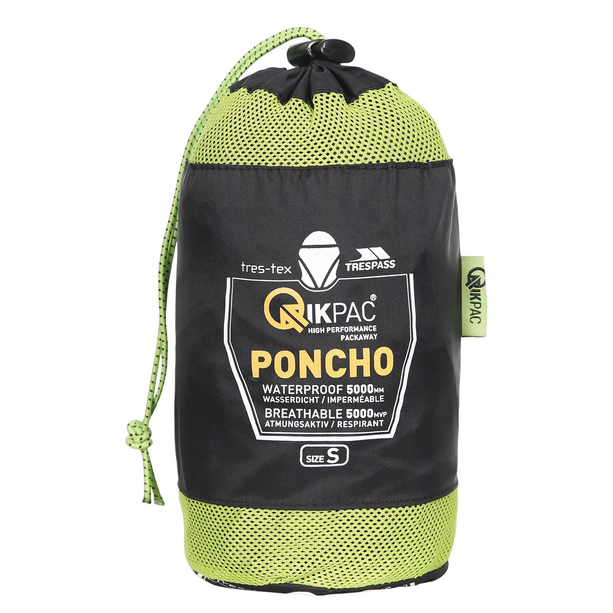 Unisex Qikpac Waterdichte Opbergbare Poncho met Capuchon (Zwart) 6/6