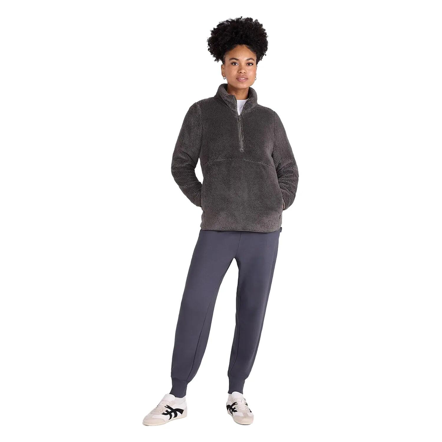 Womens/Ladies Teddy Fleece Half Zip Jacket (Khaki) 5/5