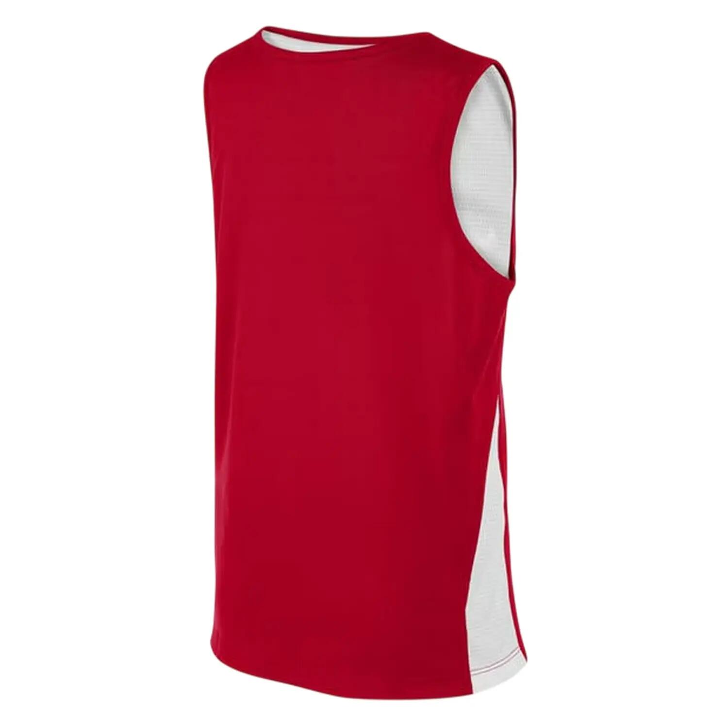 Basketbalshirt voor kinderen met Vhals en zonder mouwen (Wit/Universiteitsrood) 2/3
