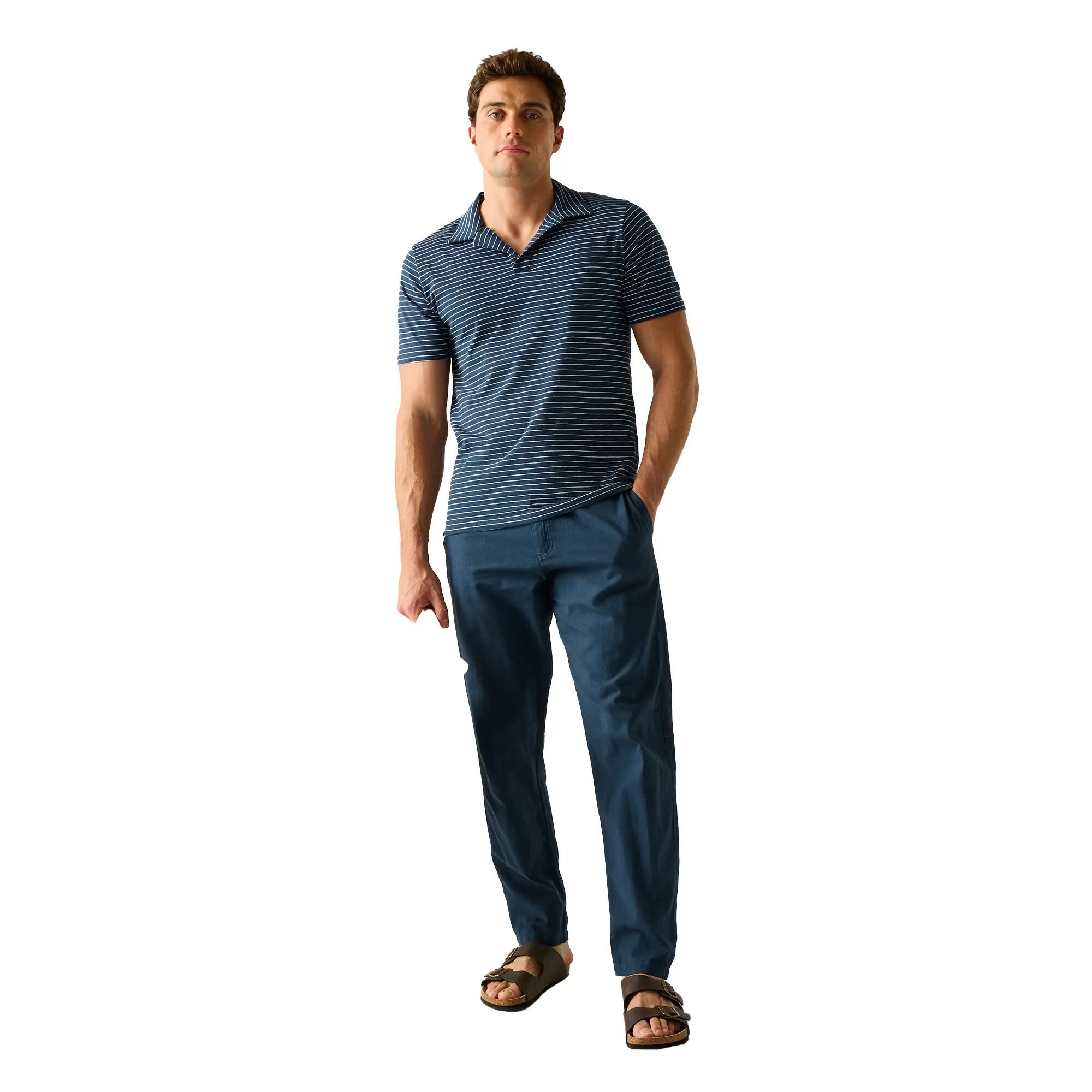 Polo Manches Courtes Motif/style À Rayures HADVO Homme (Bleu Nuit / Blanc À 6/6