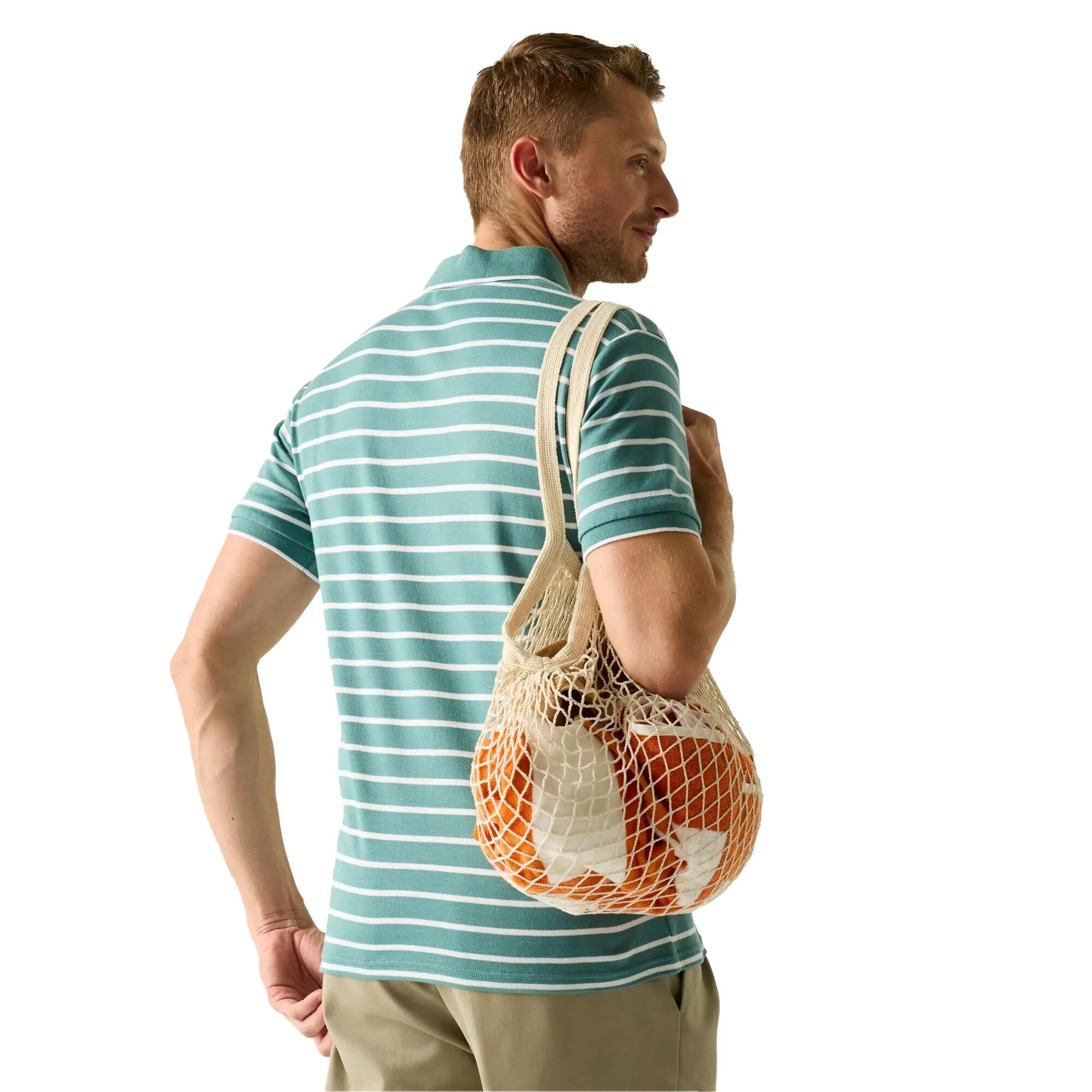 Heren Tiver Gestreept Poloshirt (Noordpool/wit) 6/6