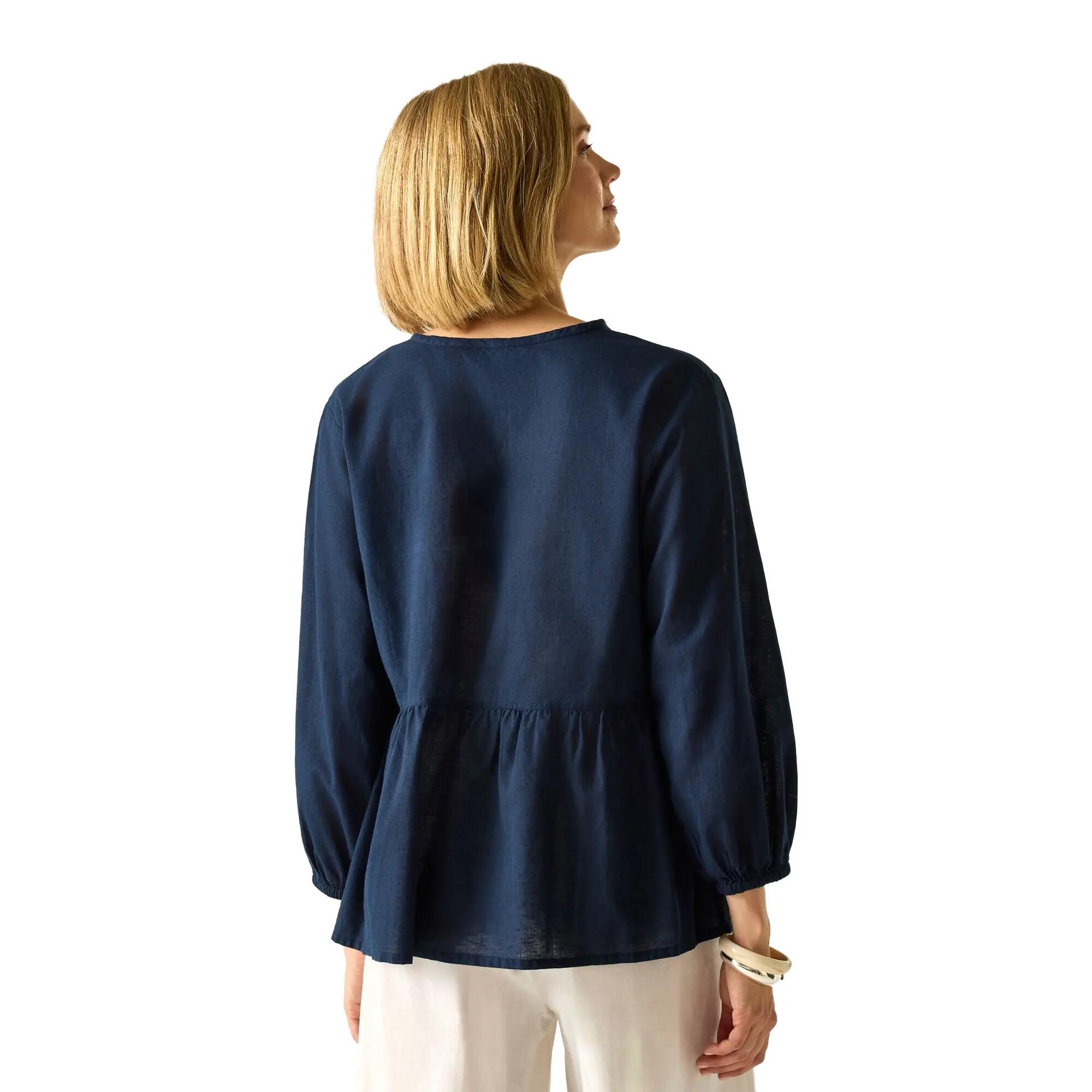 Haut Décontracté À Manches Longues Et Col V PRIMDEN Femme (Bleu Marine) 6/6
