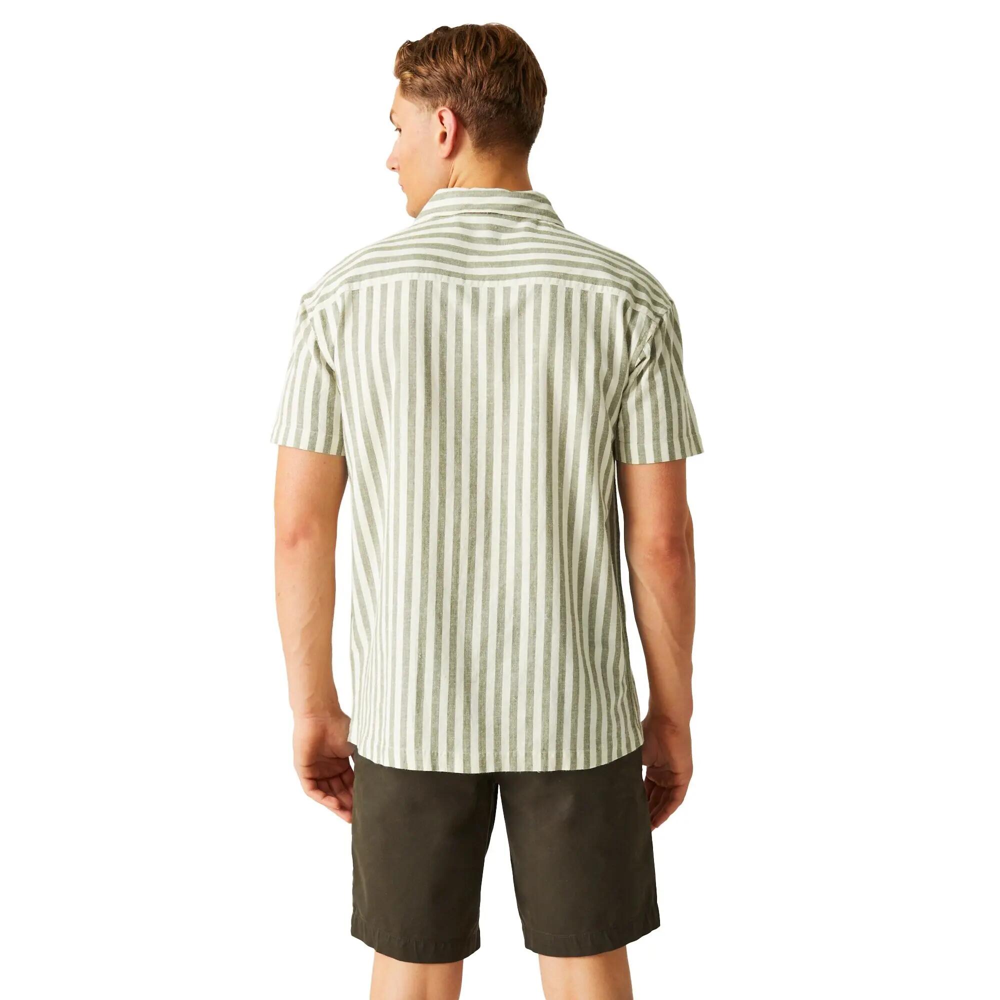 Camicia Strisce Maniche Corte Uomo Regatta Shorebay II Fauna Bianco Antico 6/6