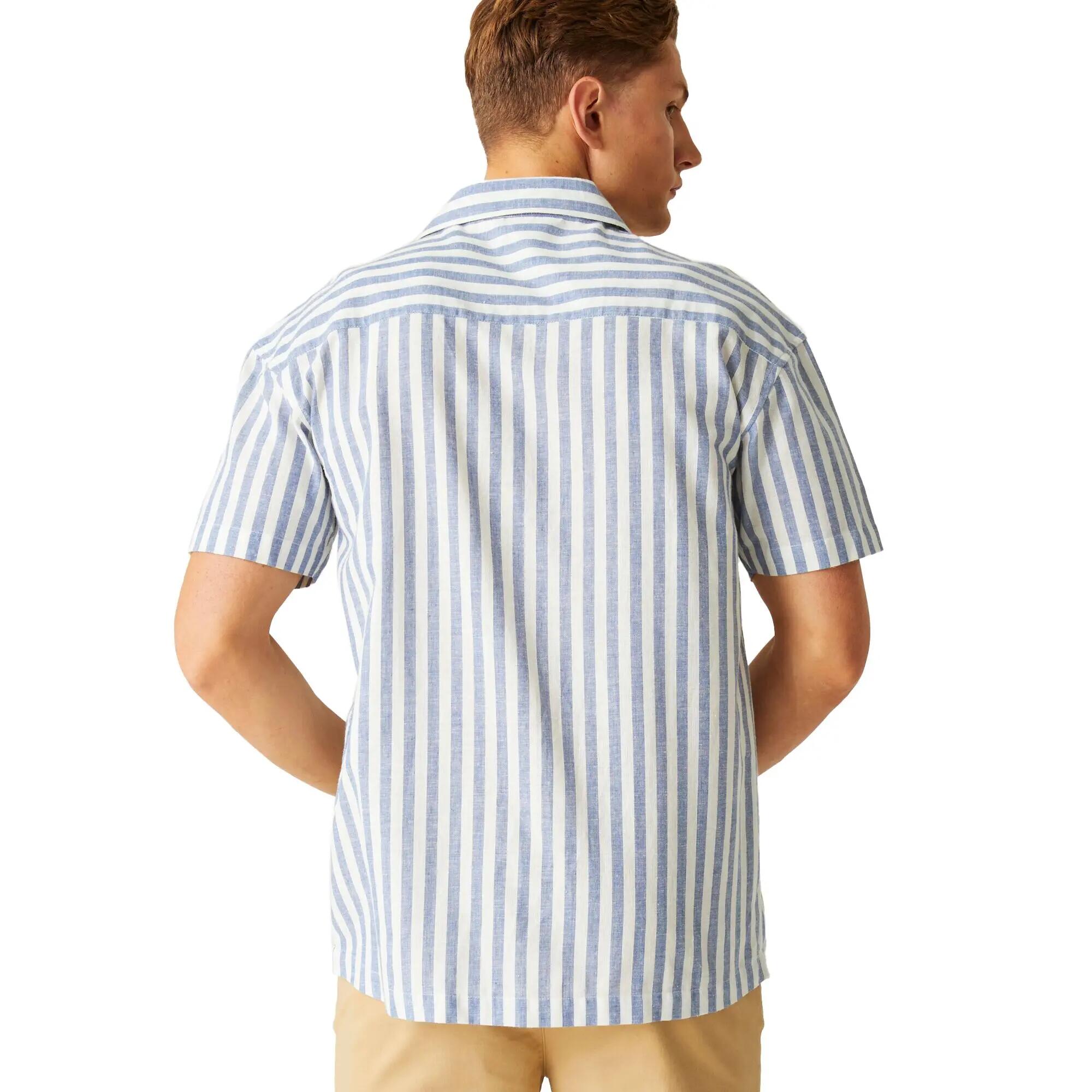 Camisa Shorebay II de Rayas de Manga Corta para Hombre Azul Coronet, Blanco 6/6