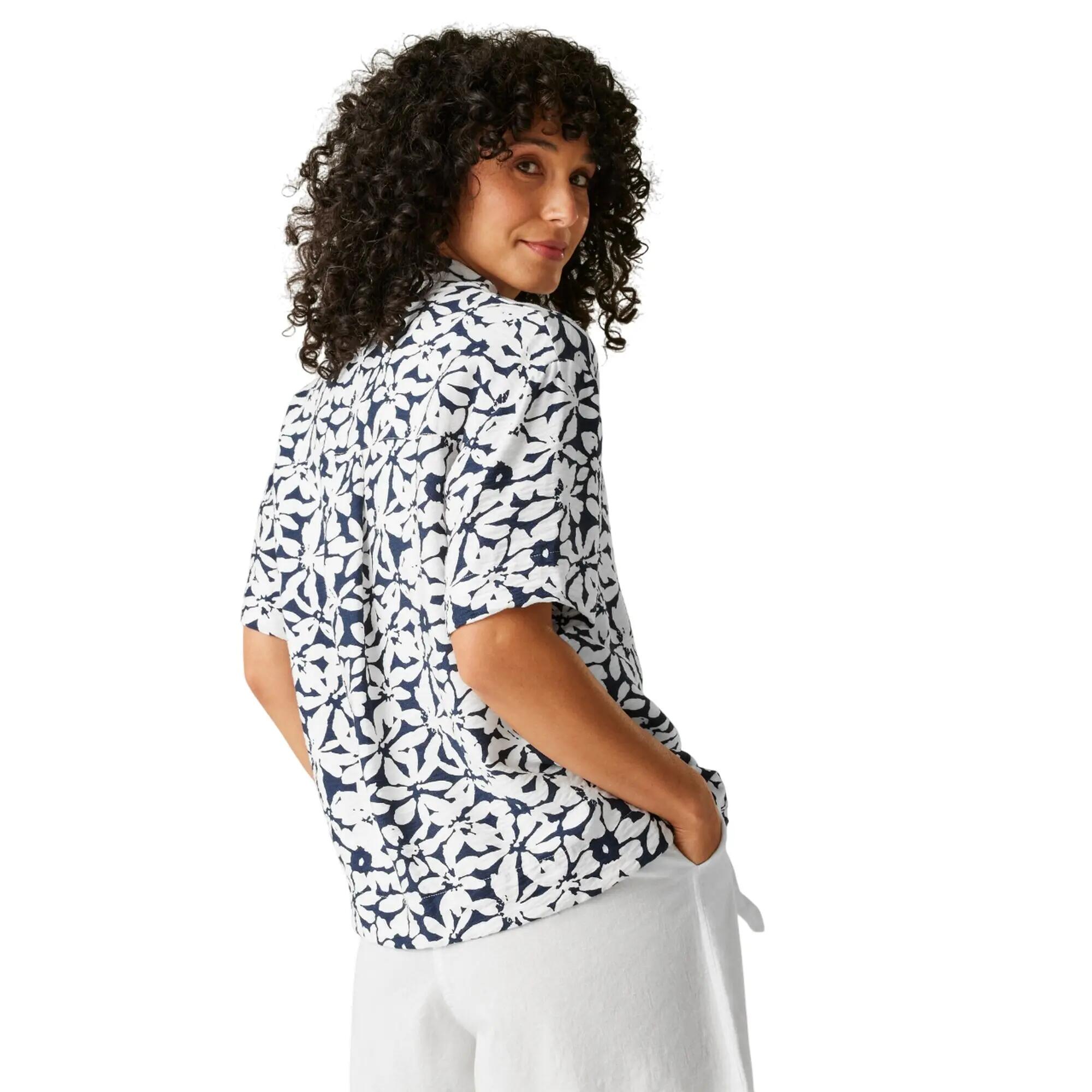 Dames Salise Bloemen Lichtgewicht Shirt (Marine, Wit) 6/7