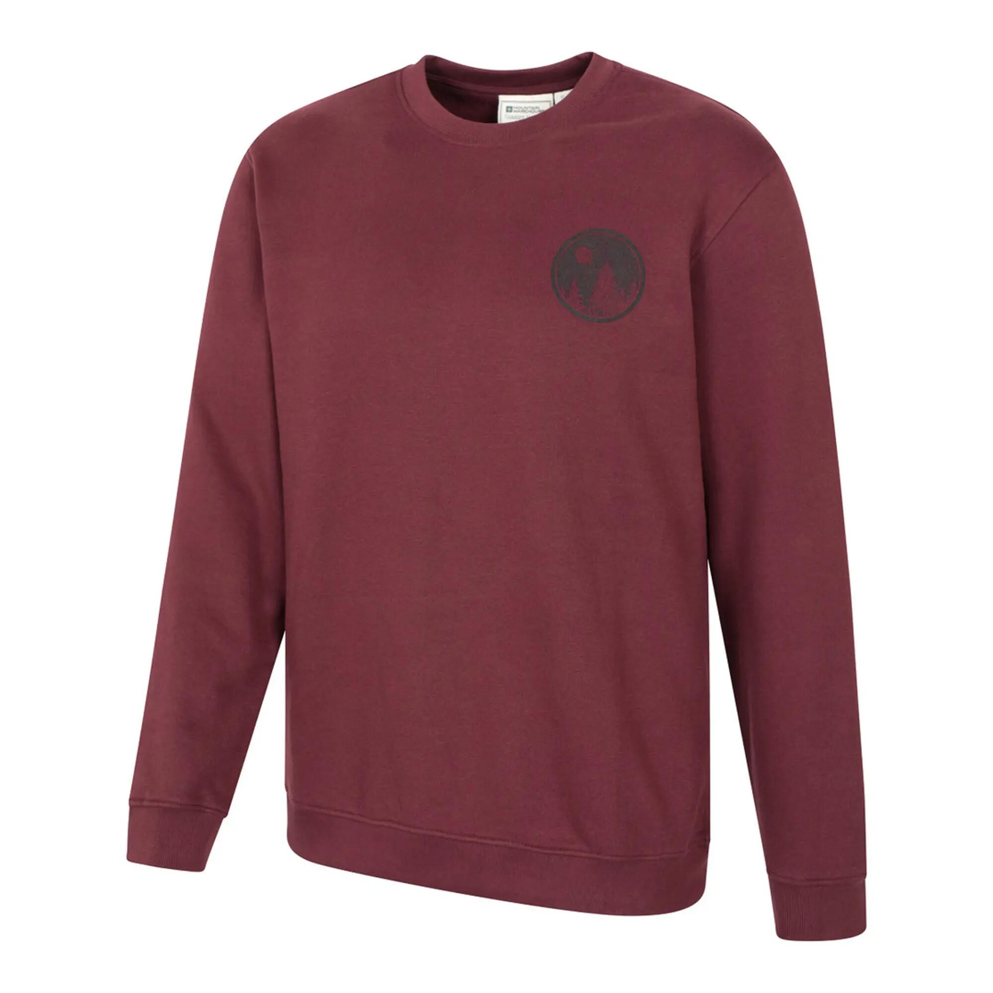 Mens Mountain Crew Neck Sweatshirt (Burgundy) 3/4