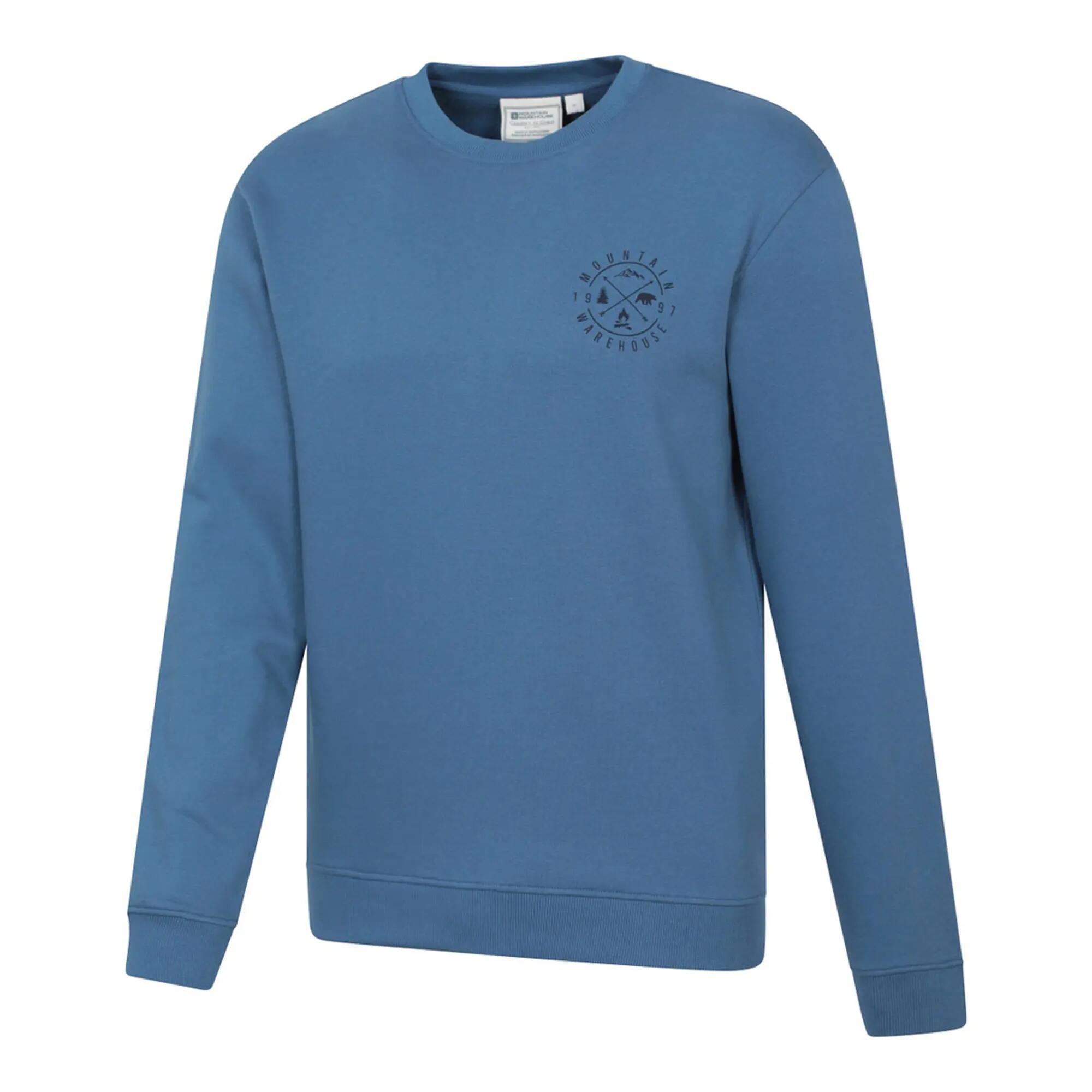 Mens Mountain Crew Neck Sweatshirt (Blue) 3/4