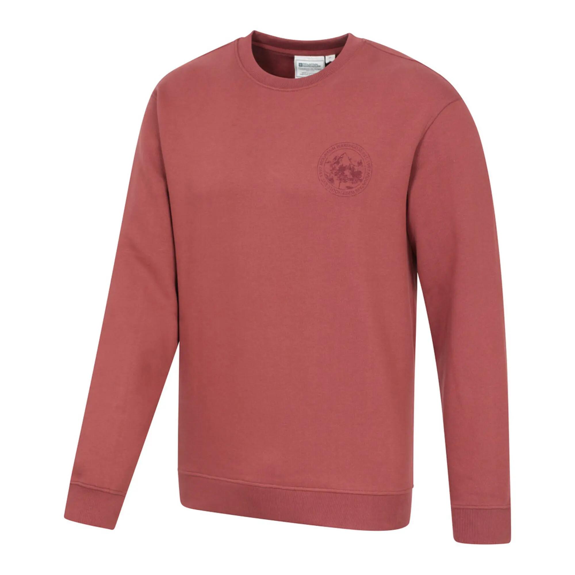 Mens Mountain Crew Neck Sweatshirt (Rust) 3/4