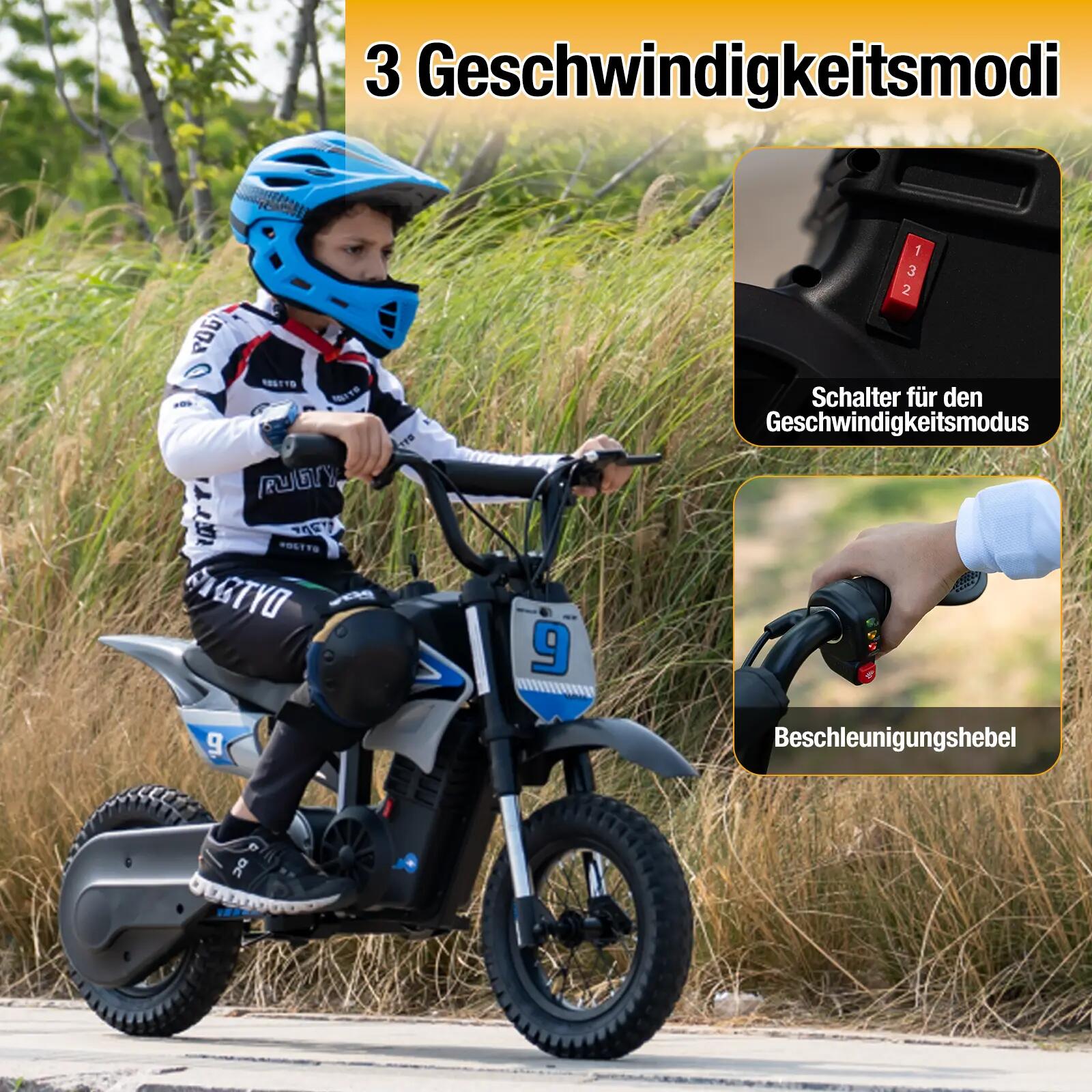 Moto elétrica infantil R9X PRO todo-o-terreno, pneus 12", amortecedor duplo 6/7