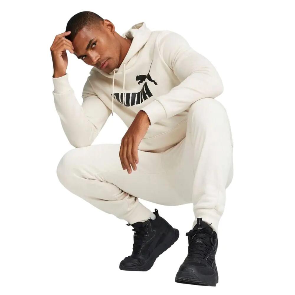 Heren Essential Big Logo Evening Full Zip Hoodie (Beige) 7/7