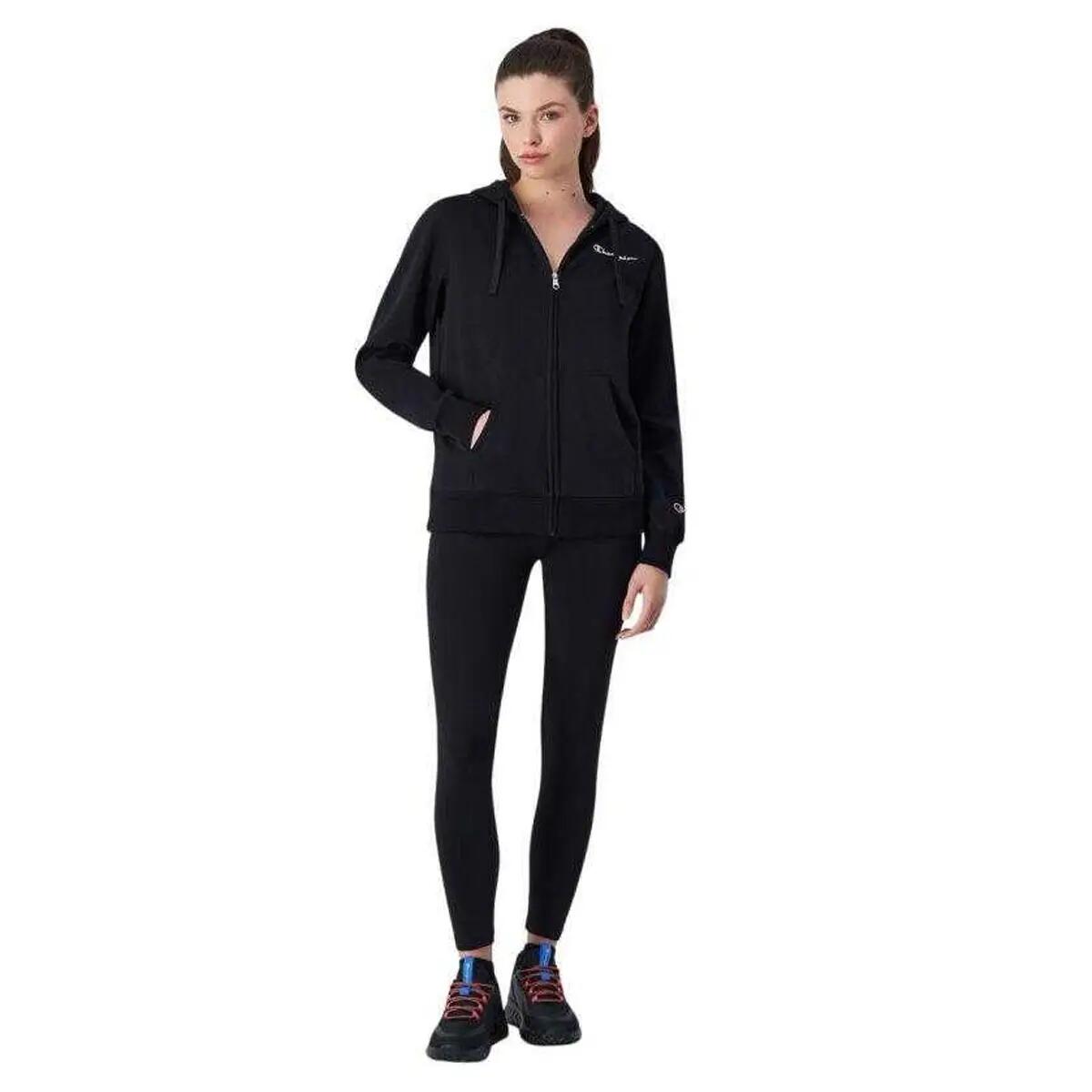 Felpa Con Cappuccio E Zip Intera Donna Champion Nero 5/5