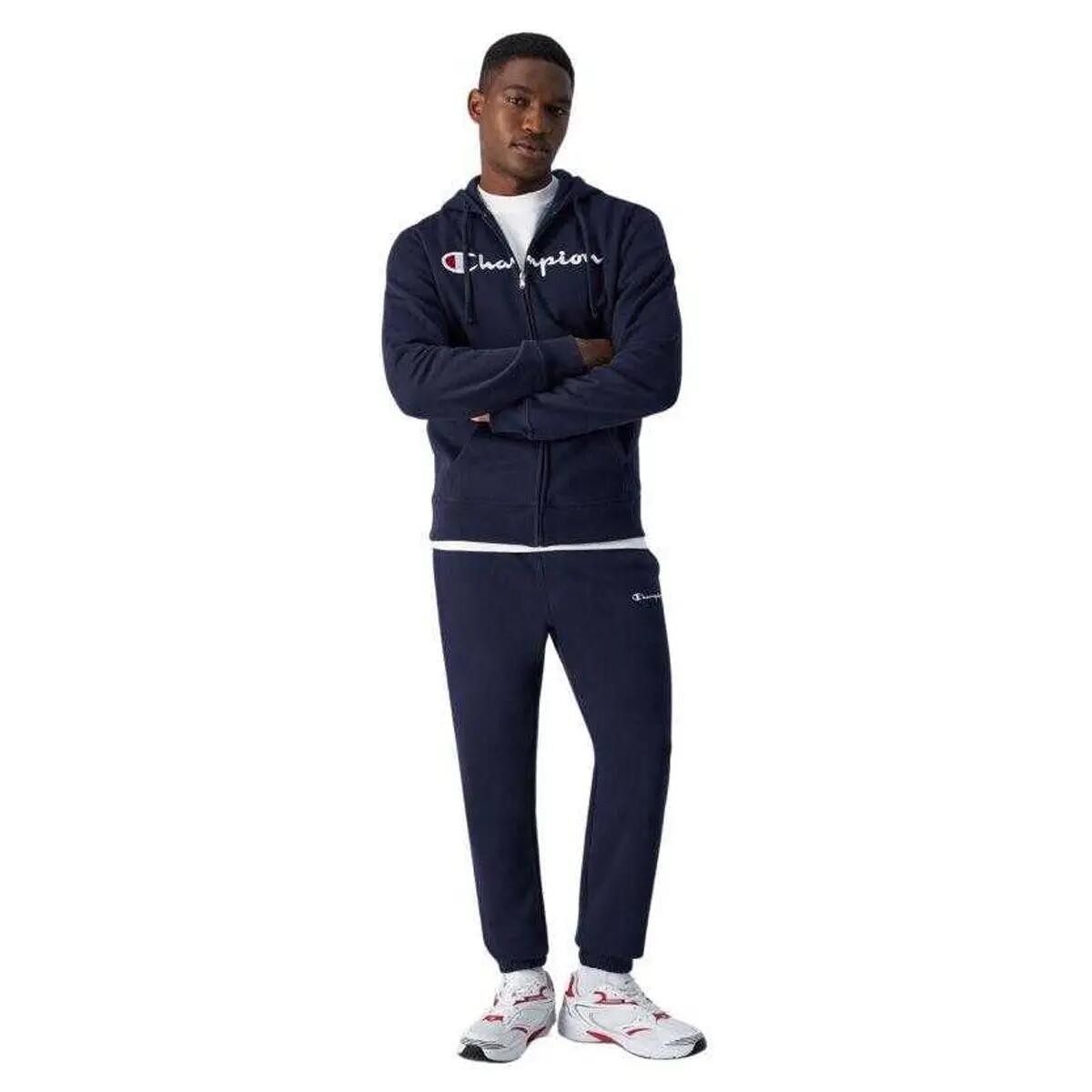 Felpa Con Cappuccio E Zip Intera Uomo Champion Blu Navy 5/5