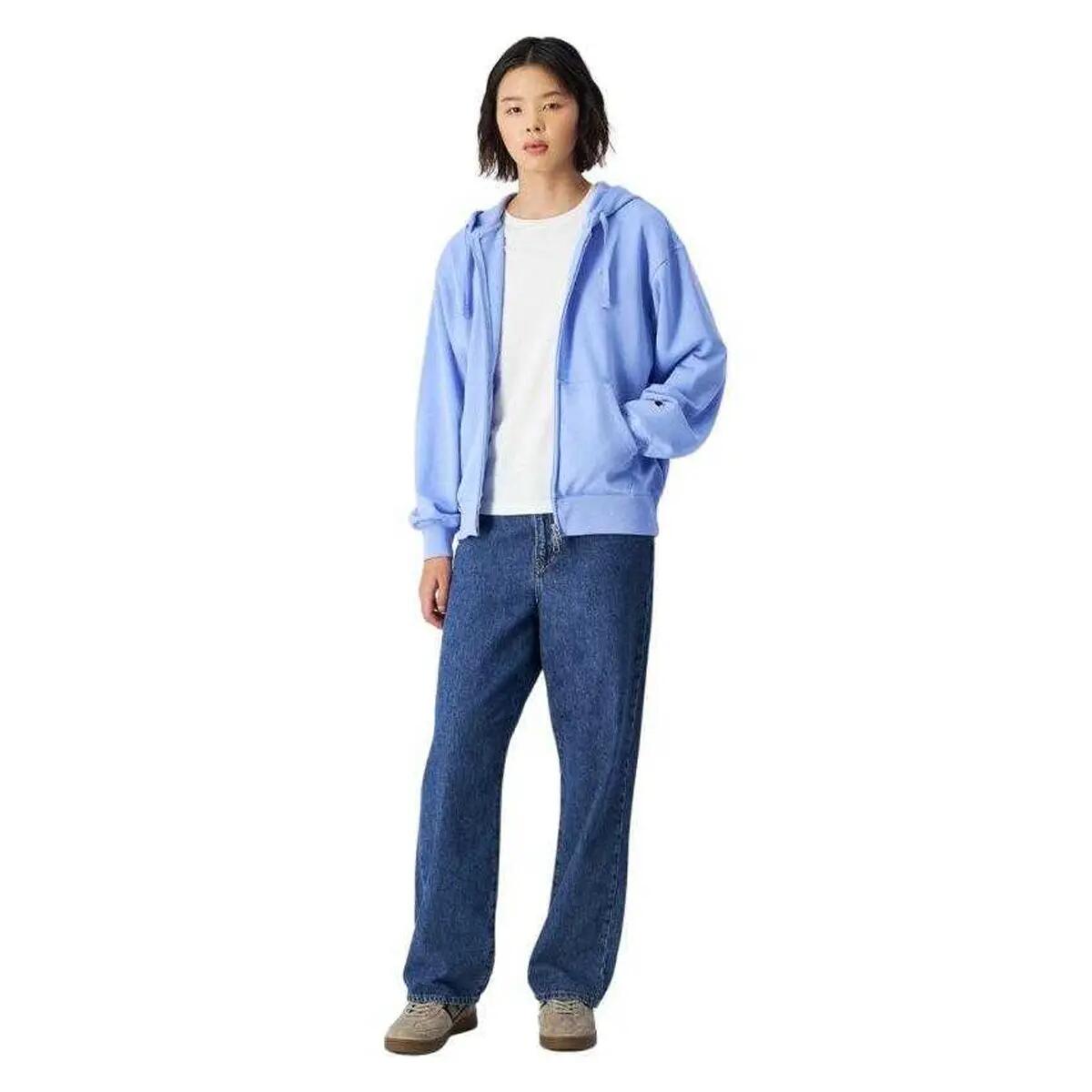 Felpa Con Cappuccio E Zip Intera Semplice Donna Champion Blu 5/5