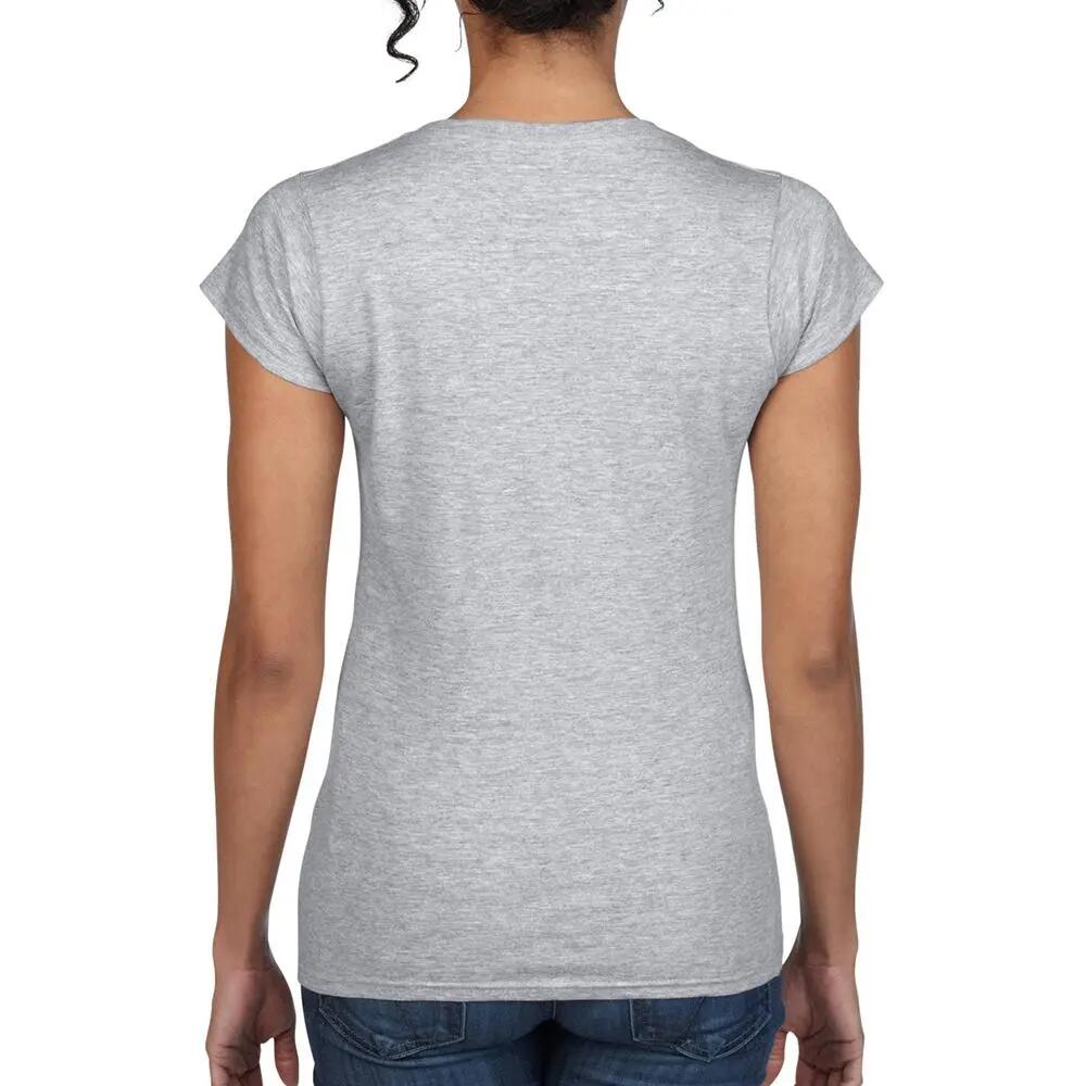 Dames Zachte Stijl Korte Mouw Vhals TShirt (Sportgrijs (RS)) 5/5