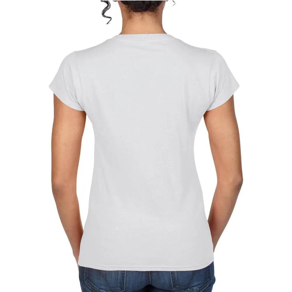 Tshirt À Manches Courtes Et Col En V Femme (Blanc) 5/5