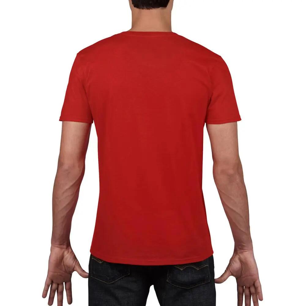 Heren Zachte stijl Vhals TShirt met korte mouwen (Rood) 5/5