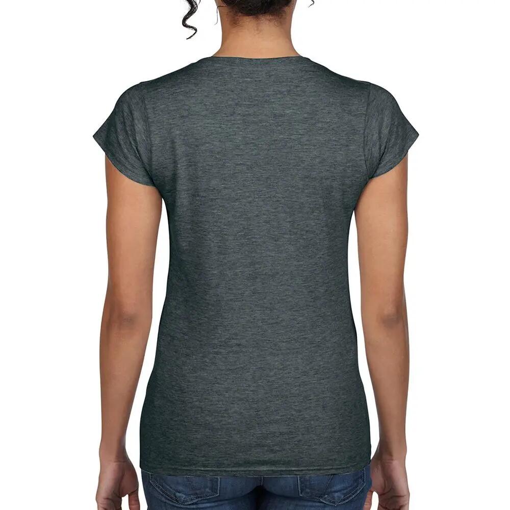 Tshirt À Manches Courtes Et Col En V Femme (Gris Sombre Chiné) 5/5