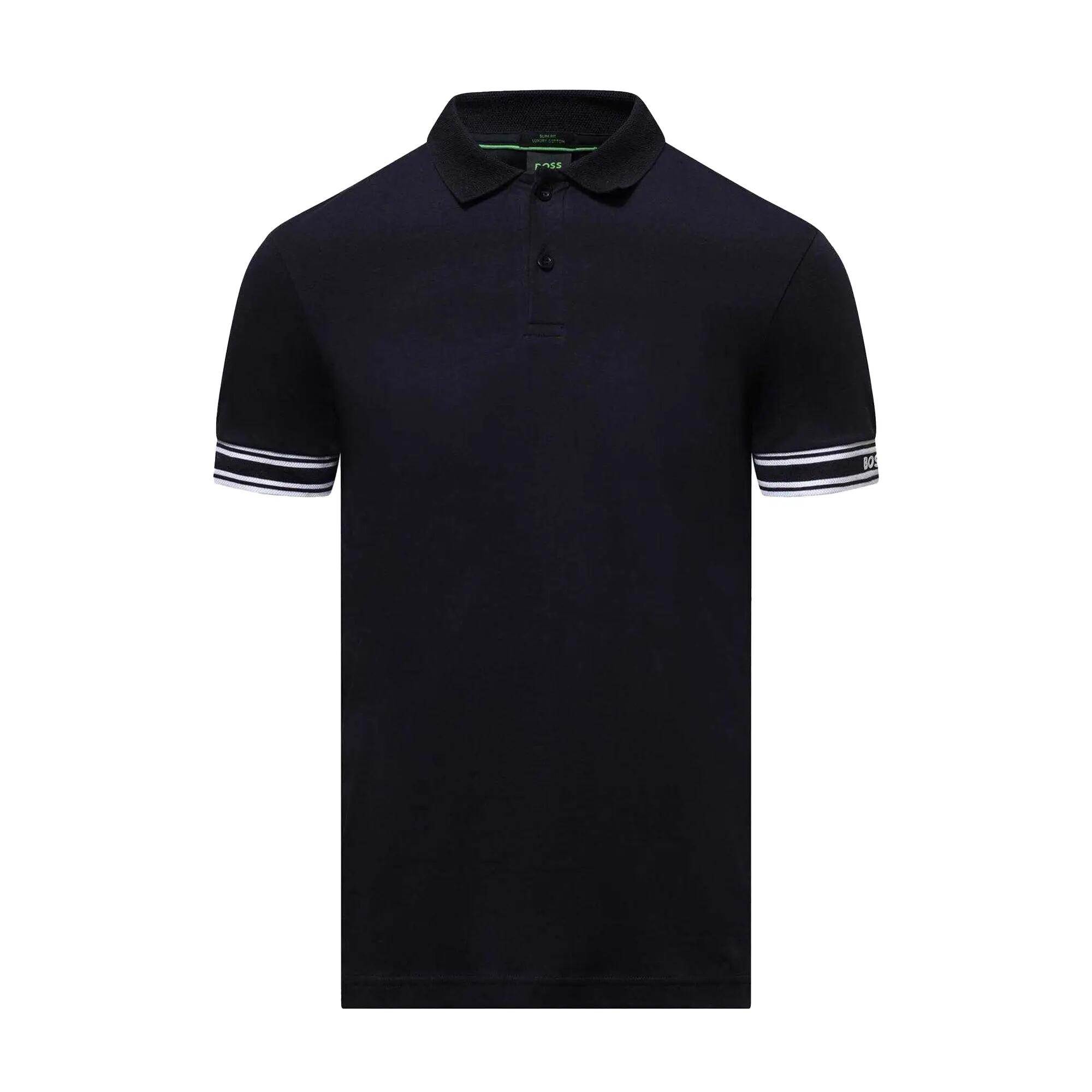 Boss Mens Zone Stripe Cuffed Slim Polo Shirt
