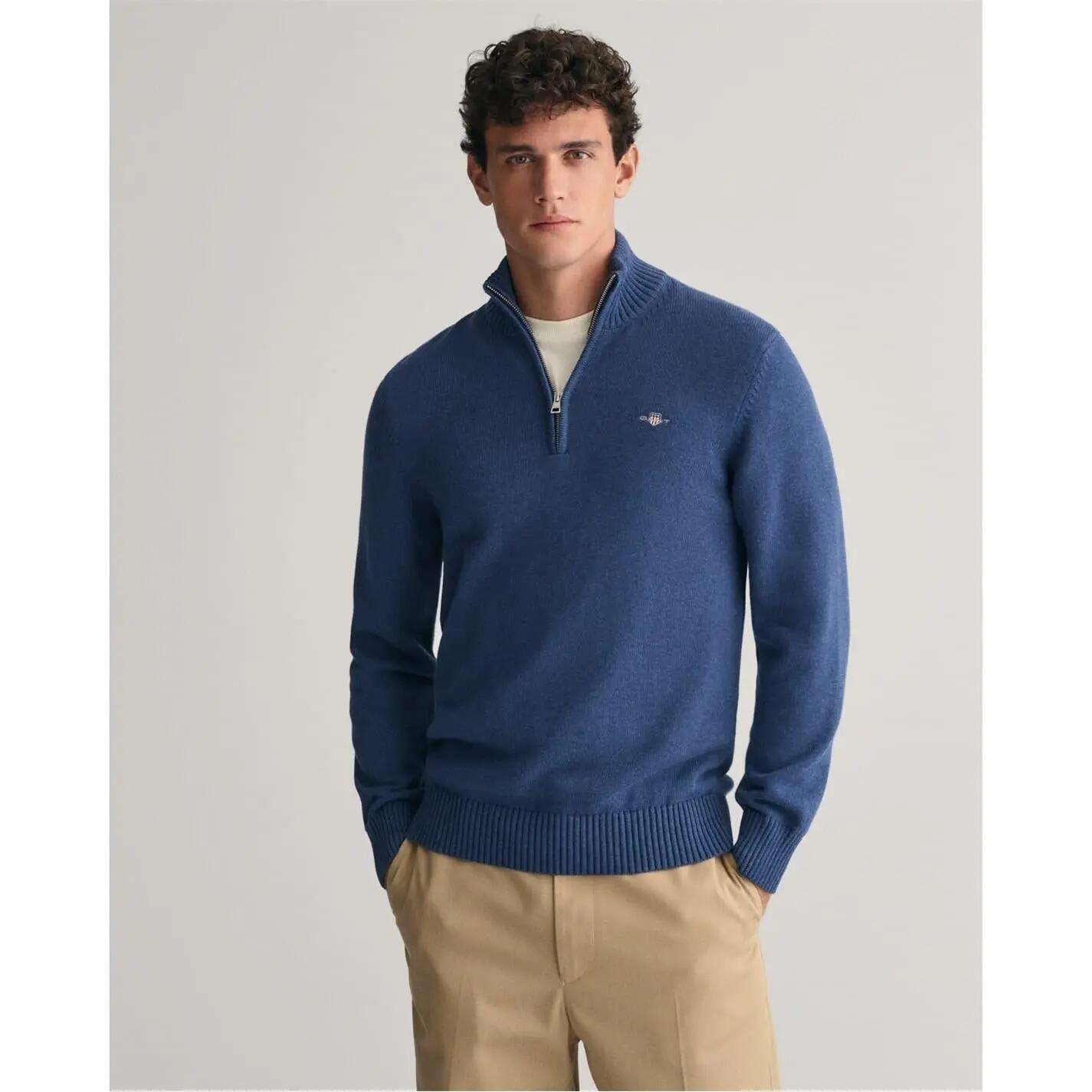 Gant Mens Micro Textured Half Zip Sweatshirt
