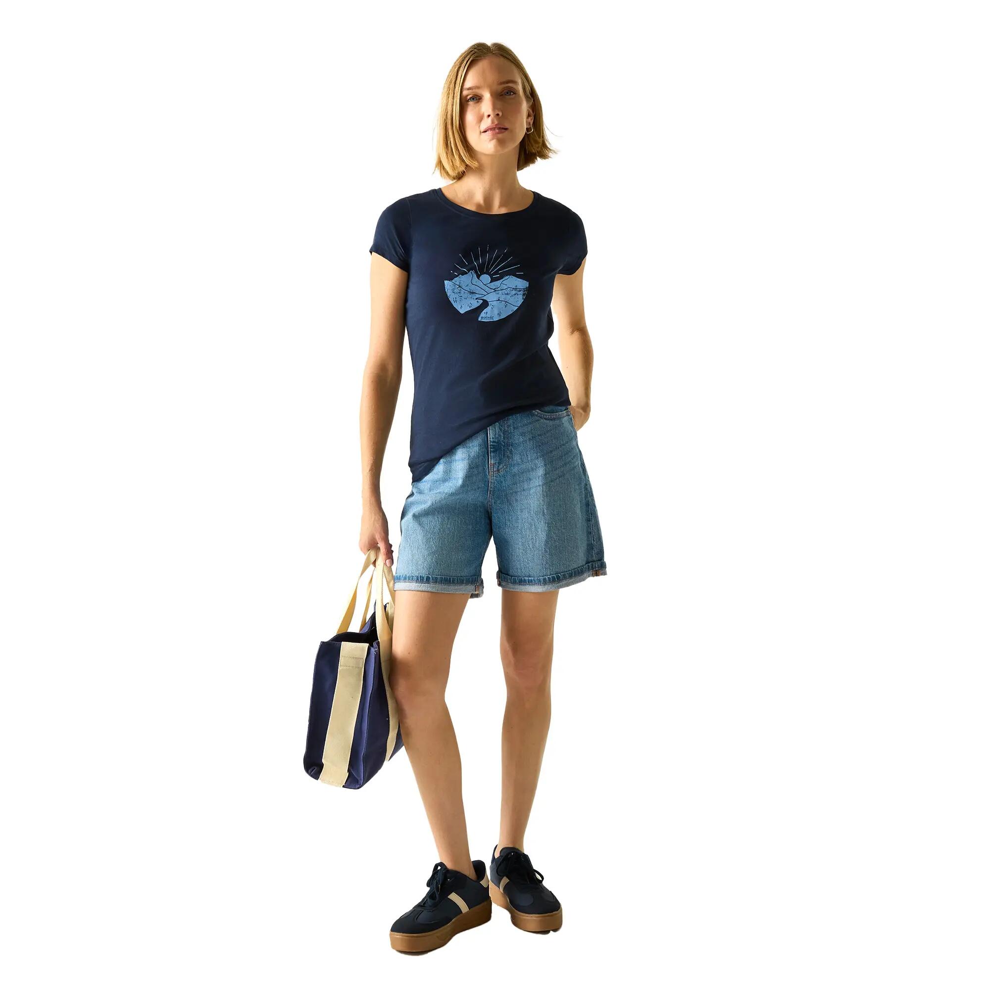 Maglietta Scena Di Montagna Donna Regatta Breezed Blu Navy 6/6