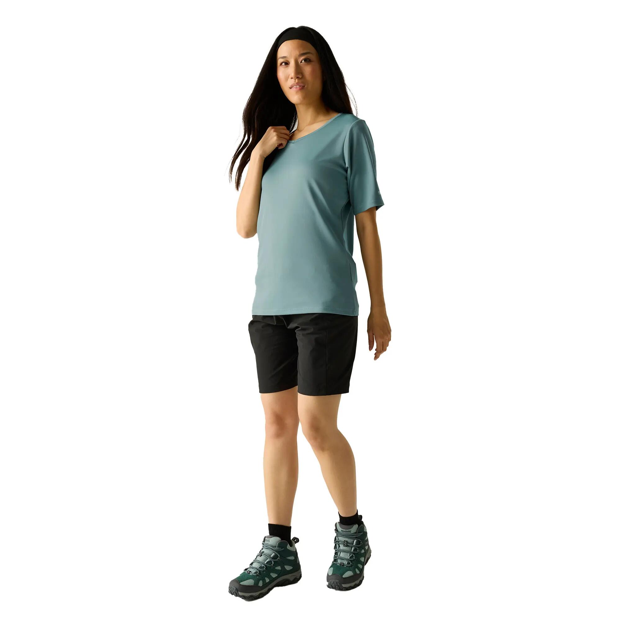 Tshirt Uni Col V FINGAL Femme (Turquoise Pastel) 6/6