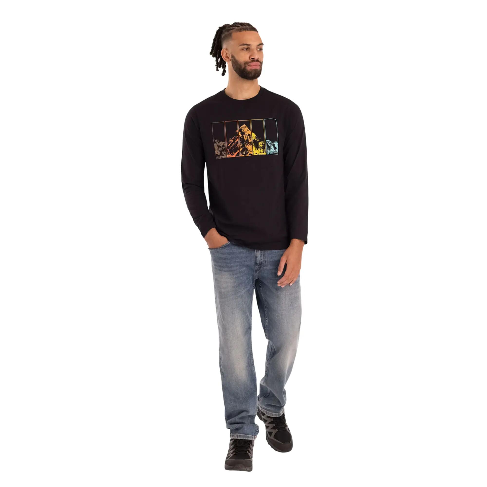 Camiseta Diseño Zeppelin de Manga Larga Casual para Hombre Negro 6/6