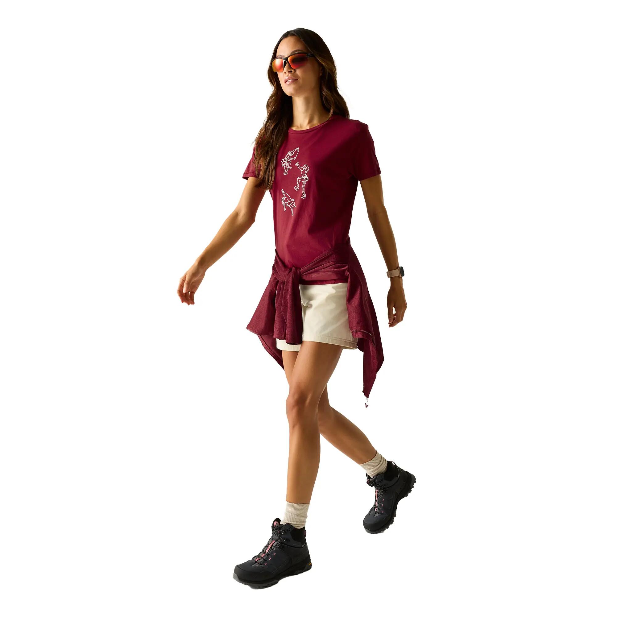 Dames Tranquility III Poses Tshirt (Tibetaans Rood) 6/6