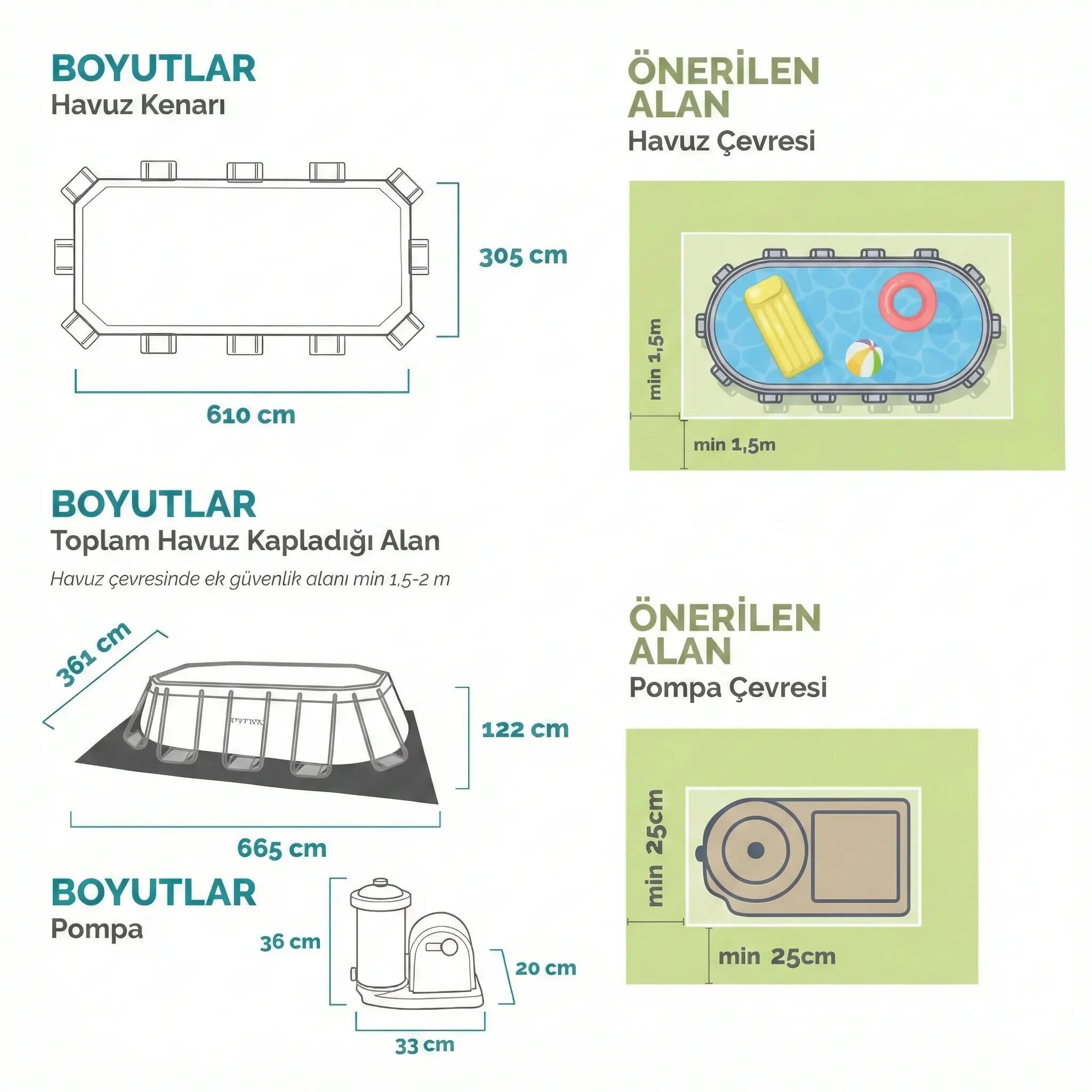 İntex 26798 610x305x122cm Aile Boyu Prefabrik Havuz Seti 220v Filtreli 4/4