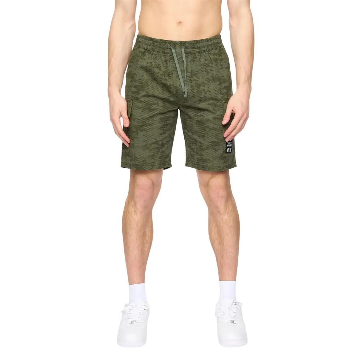 Pantaloncini Cargo Girovita Elasticizzato Uomo Crosshatch Janscore Olivo 2/3