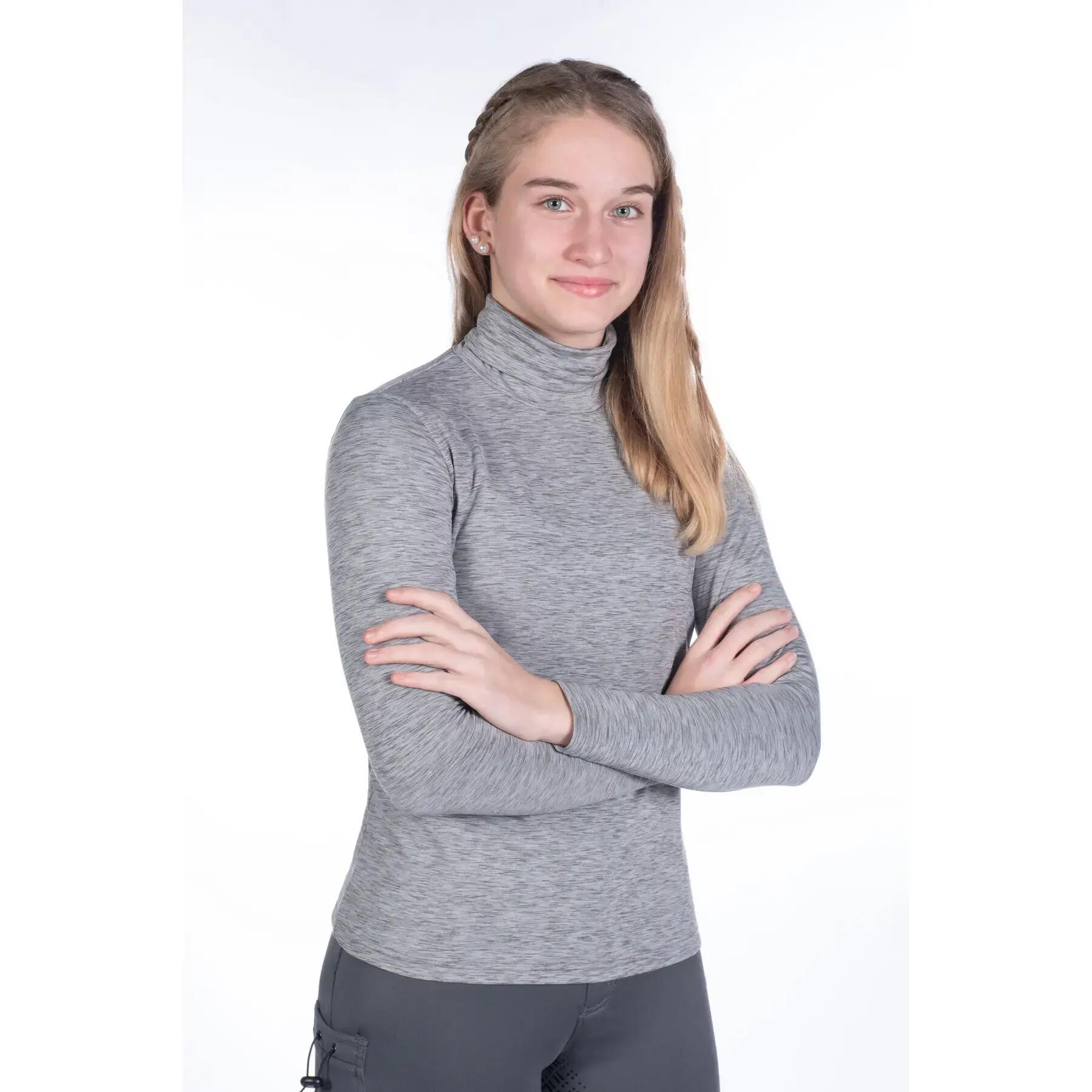 Paardrijshirt met lange mouwen en rolkraag meisje HKM Ruby 4/5
