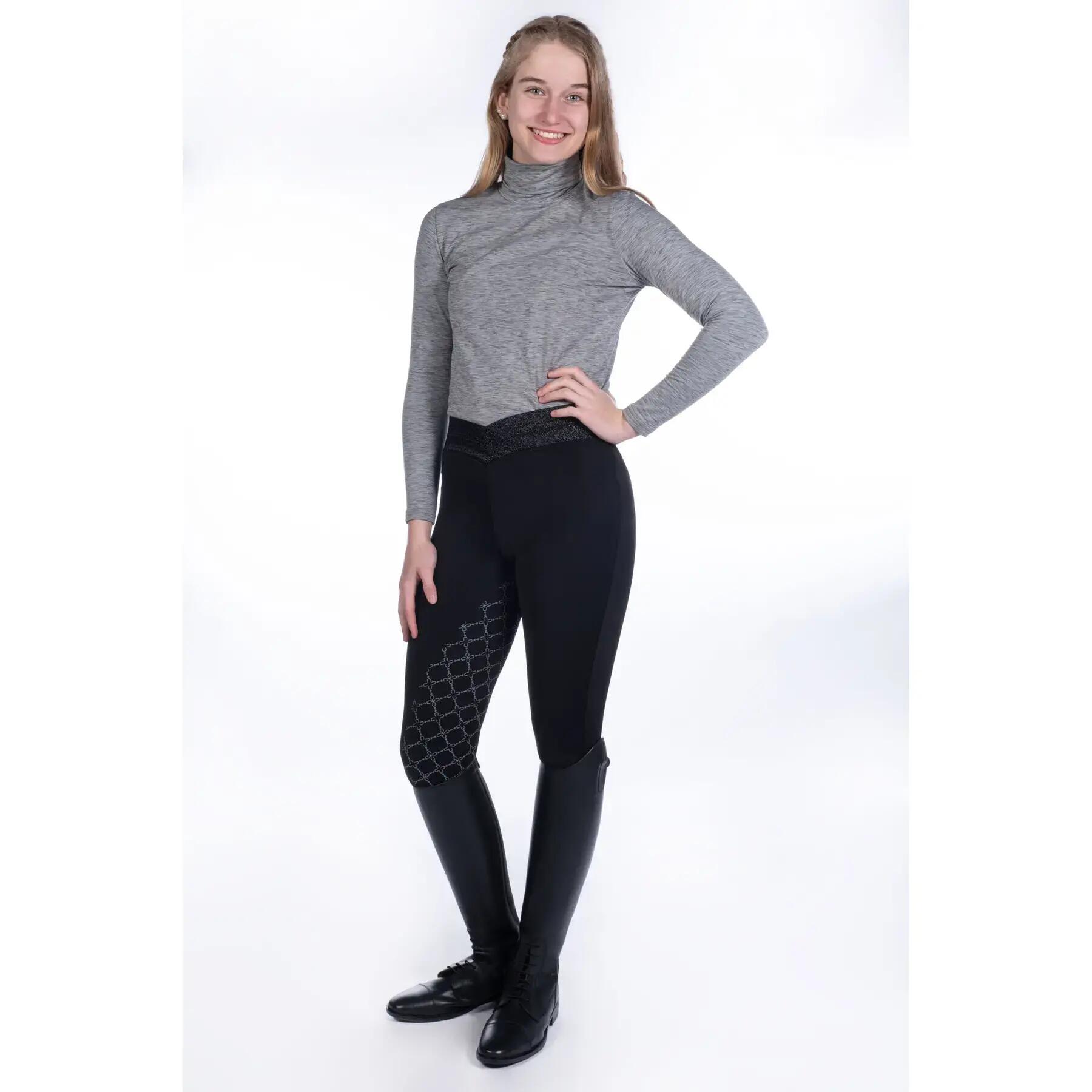 Paardrijshirt met lange mouwen en rolkraag meisje HKM Ruby 3/5