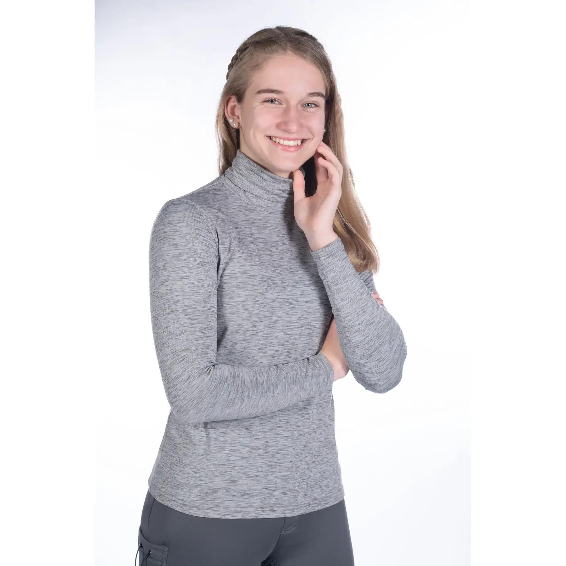 Paardrijshirt met lange mouwen en rolkraag meisje HKM Ruby 2/5