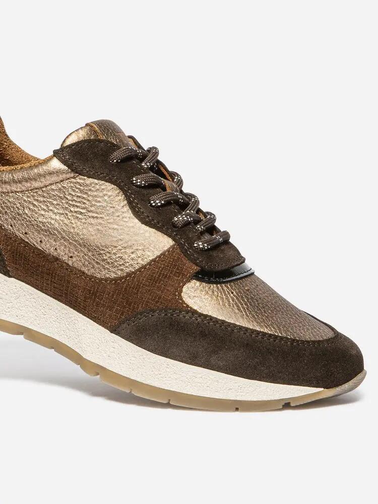 Baskets - Femme - Cuir talon 35 mm - EULALIE - Marron/Bronze 3/5