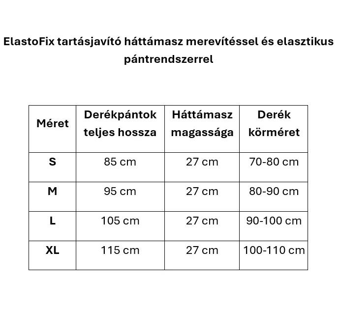 Tartásjavító háttámasz merevítéssel és elasztikus pántrendszerrel, ElastoFix 6/6